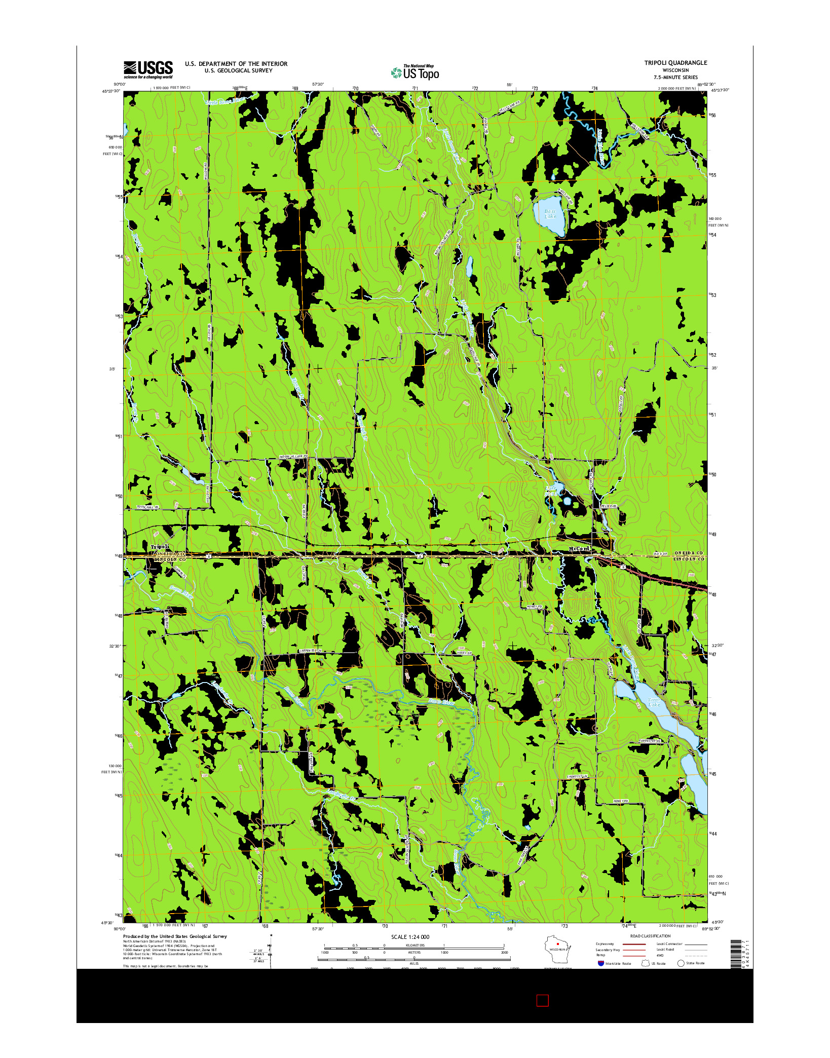 USGS US TOPO 7.5-MINUTE MAP FOR TRIPOLI, WI 2015