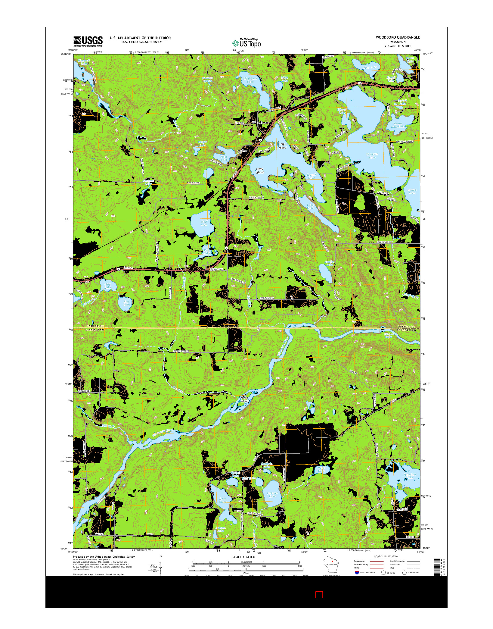 USGS US TOPO 7.5-MINUTE MAP FOR WOODBORO, WI 2015