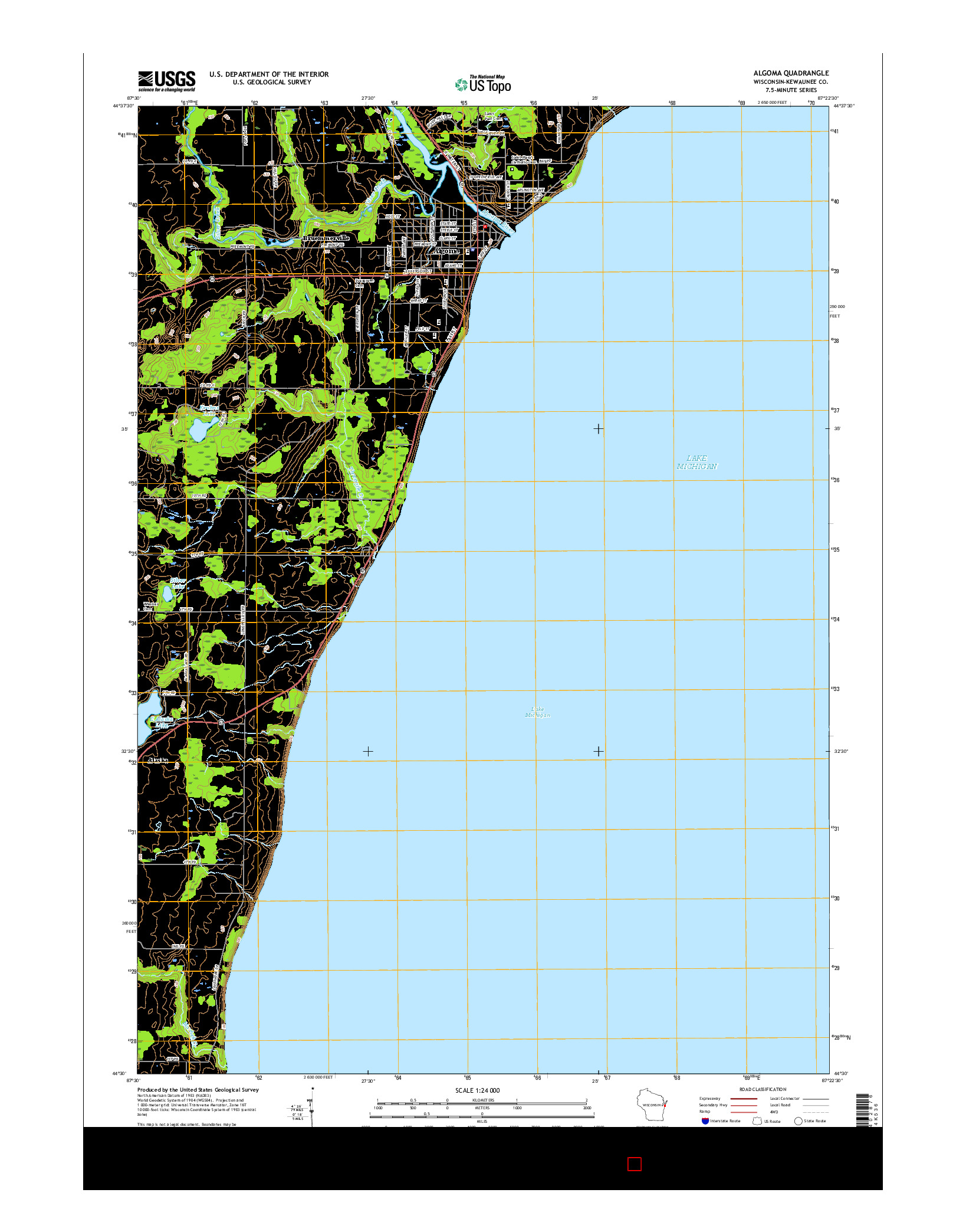 USGS US TOPO 7.5-MINUTE MAP FOR ALGOMA, WI 2015