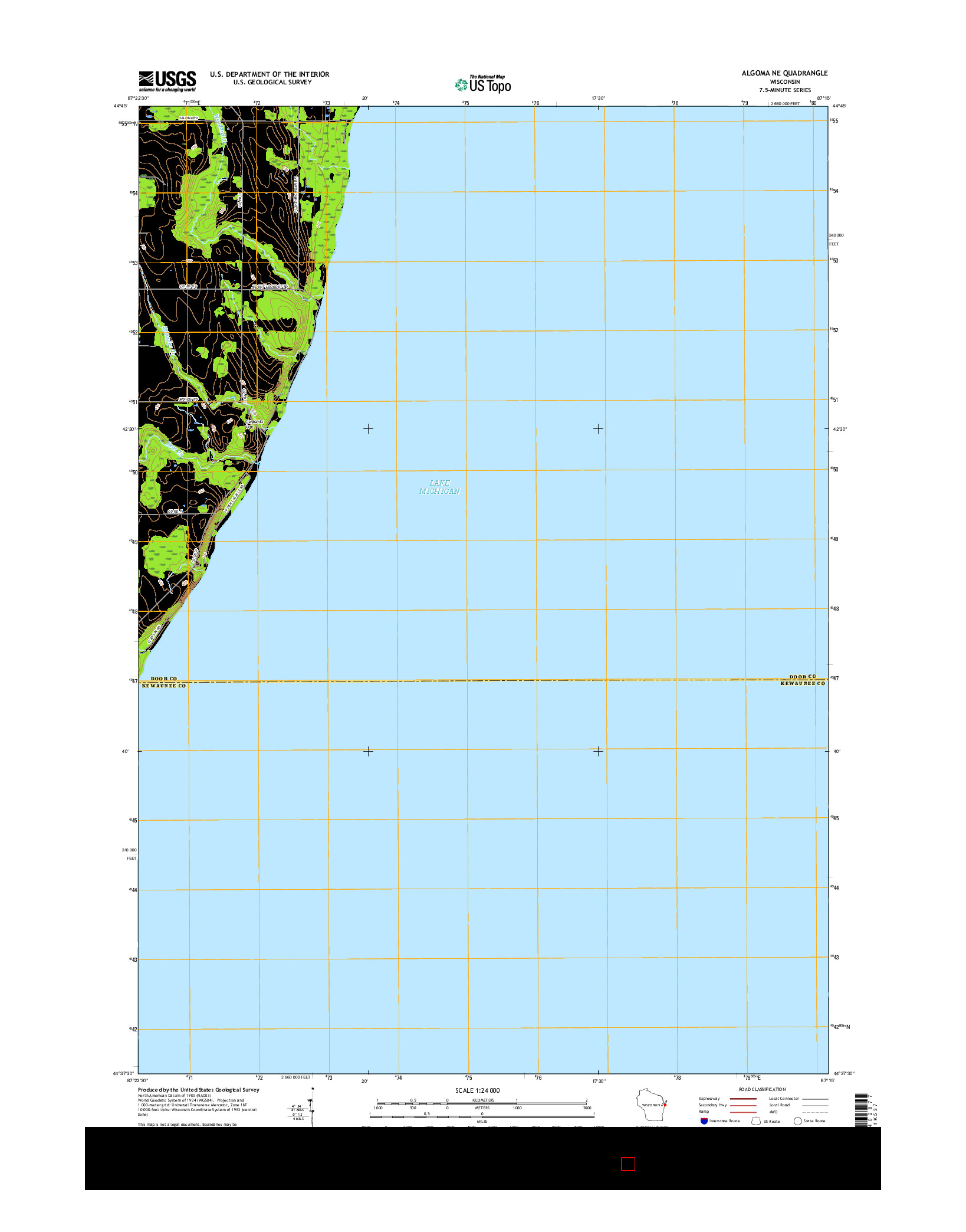 USGS US TOPO 7.5-MINUTE MAP FOR ALGOMA NE, WI 2015