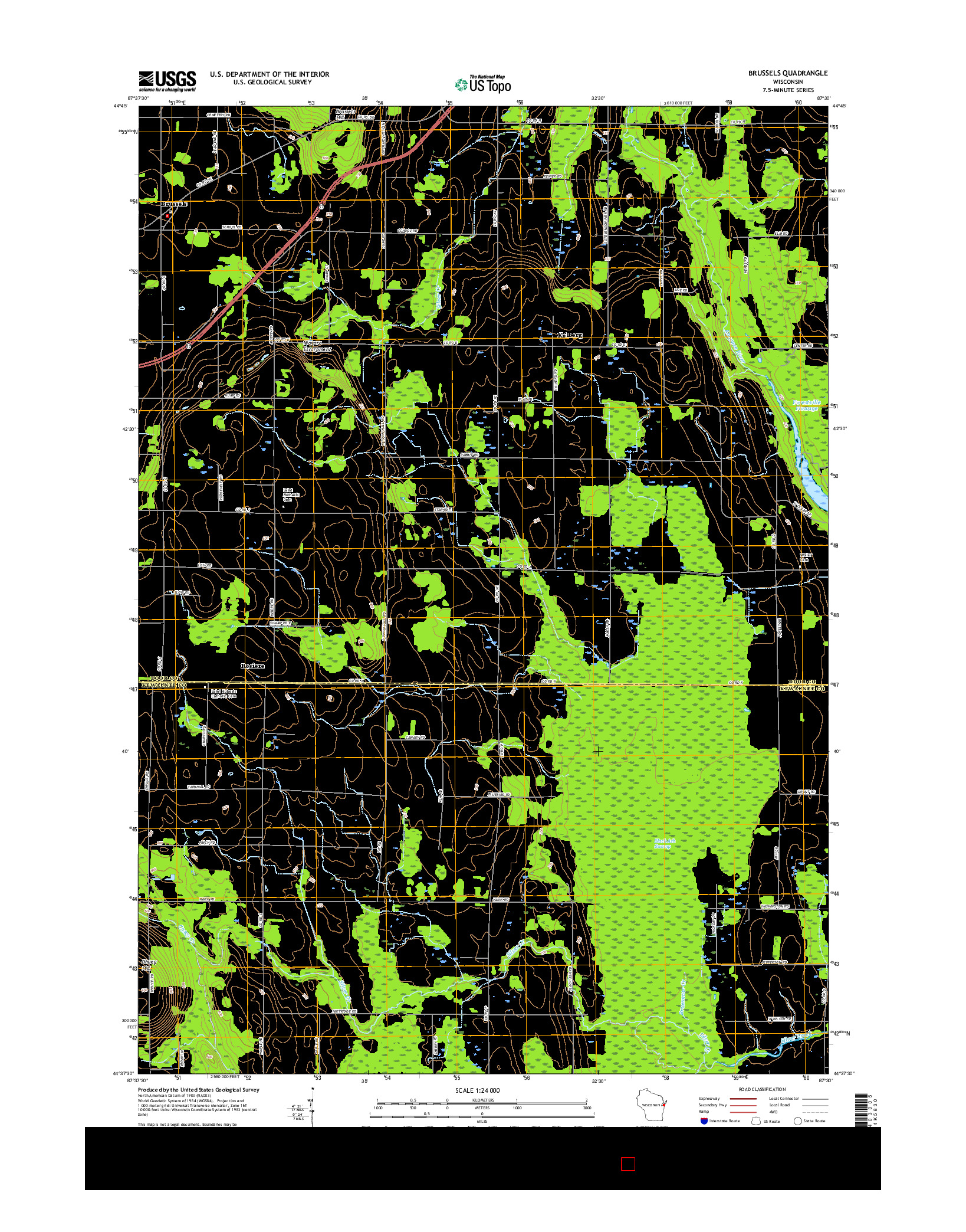 USGS US TOPO 7.5-MINUTE MAP FOR BRUSSELS, WI 2015