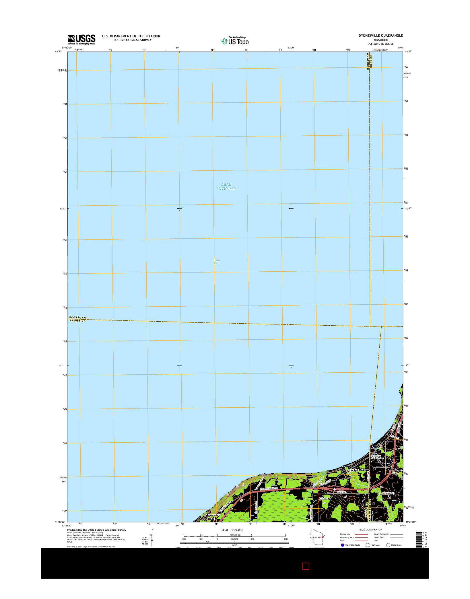 USGS US TOPO 7.5-MINUTE MAP FOR DYCKESVILLE, WI 2015