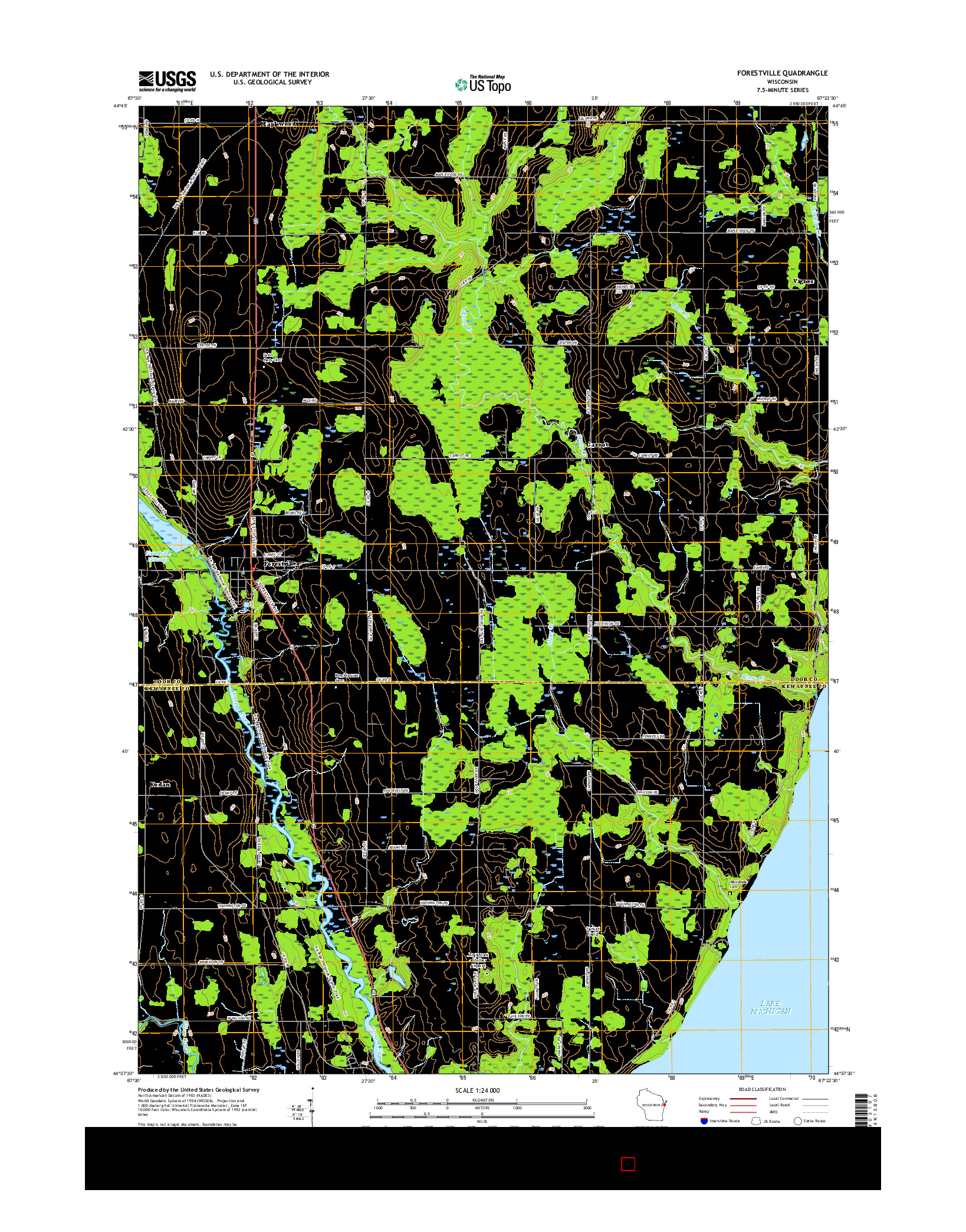 USGS US TOPO 7.5-MINUTE MAP FOR FORESTVILLE, WI 2015