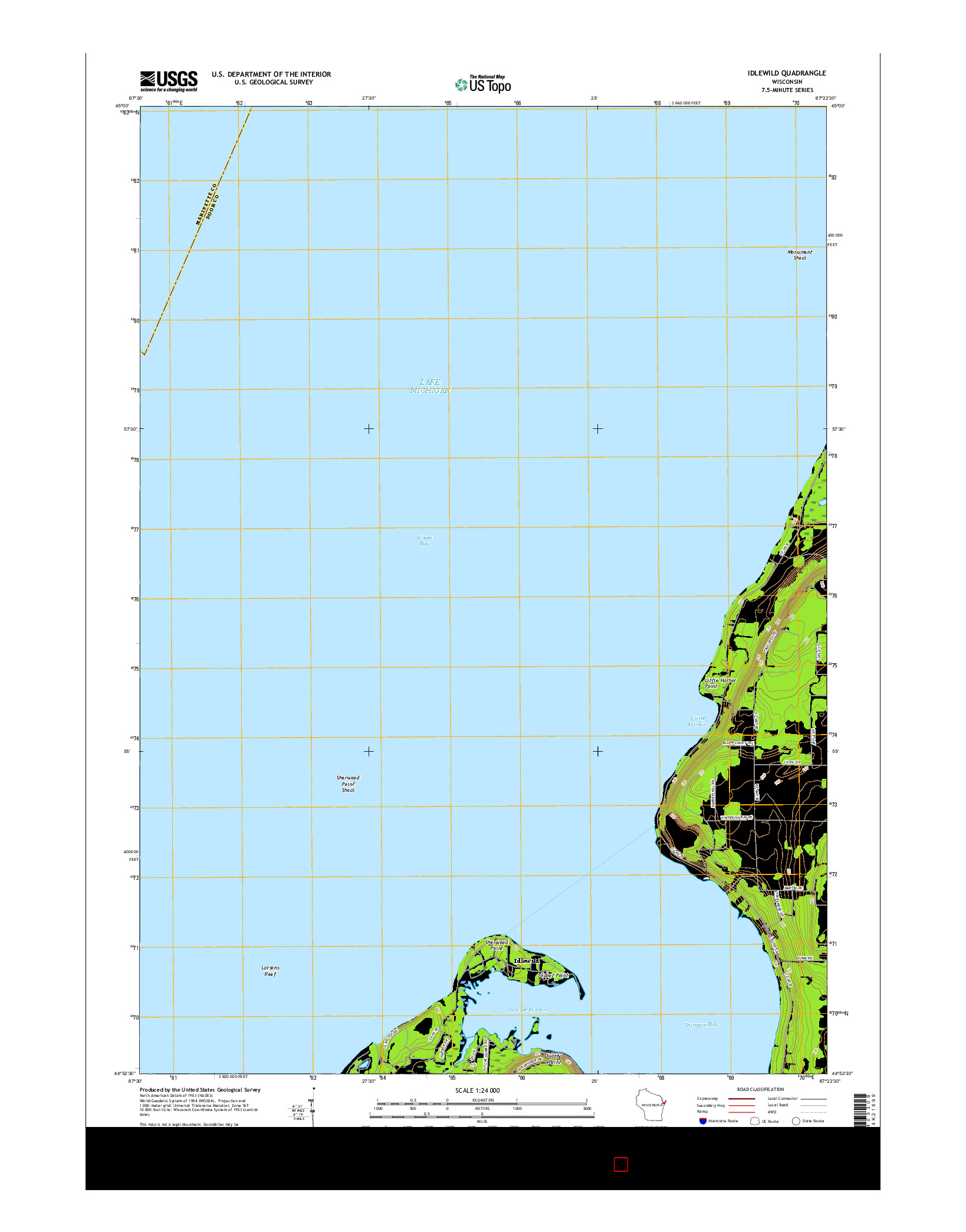 USGS US TOPO 7.5-MINUTE MAP FOR IDLEWILD, WI 2015