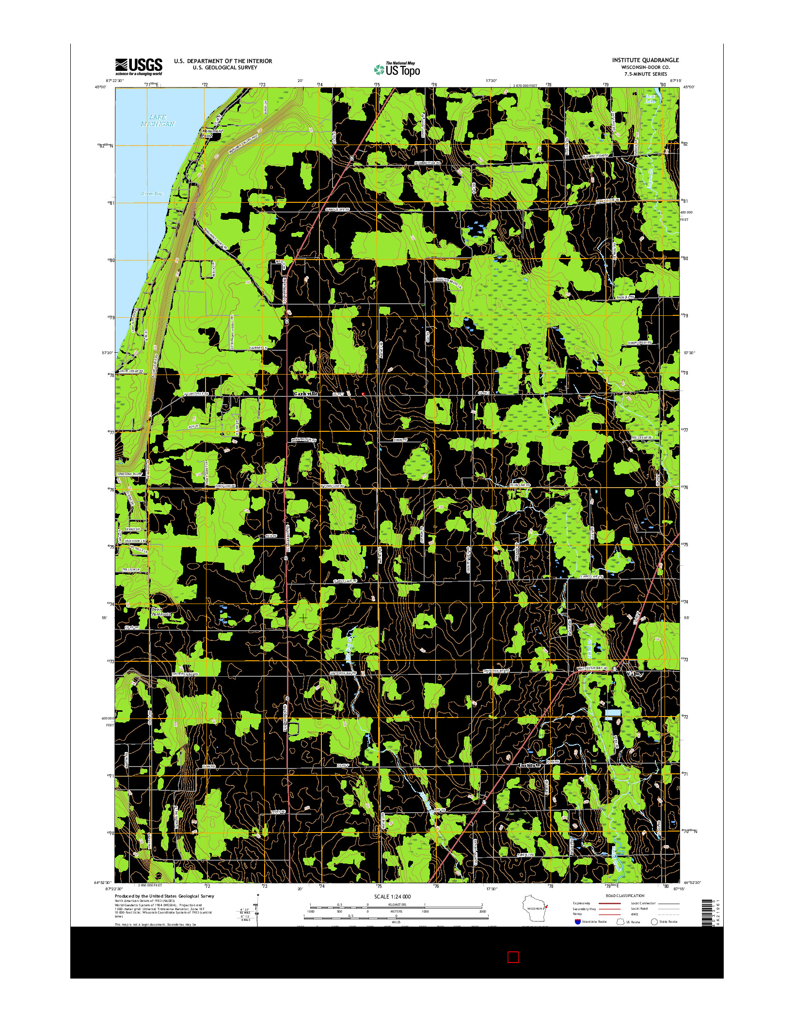 USGS US TOPO 7.5-MINUTE MAP FOR INSTITUTE, WI 2015