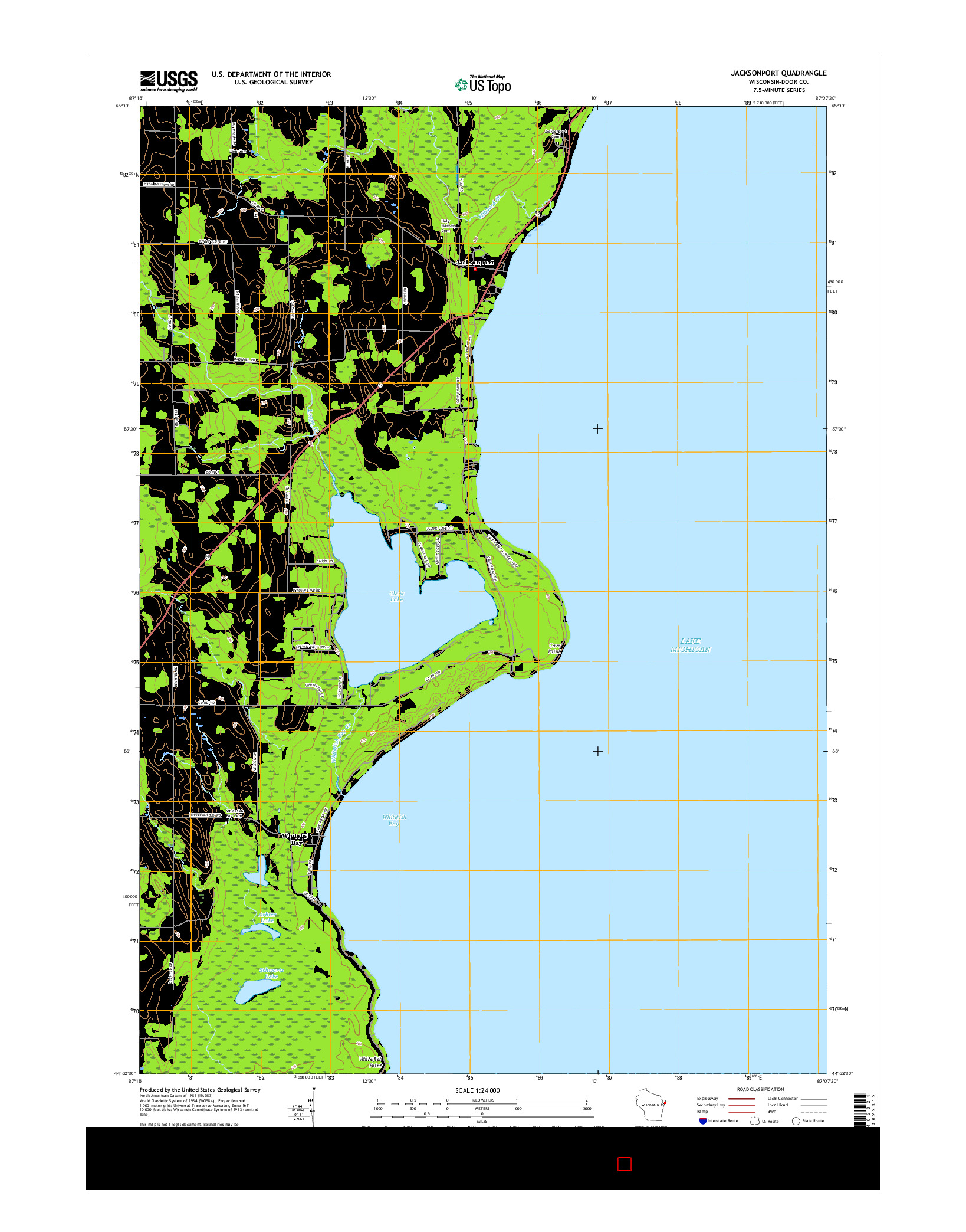 USGS US TOPO 7.5-MINUTE MAP FOR JACKSONPORT, WI 2015