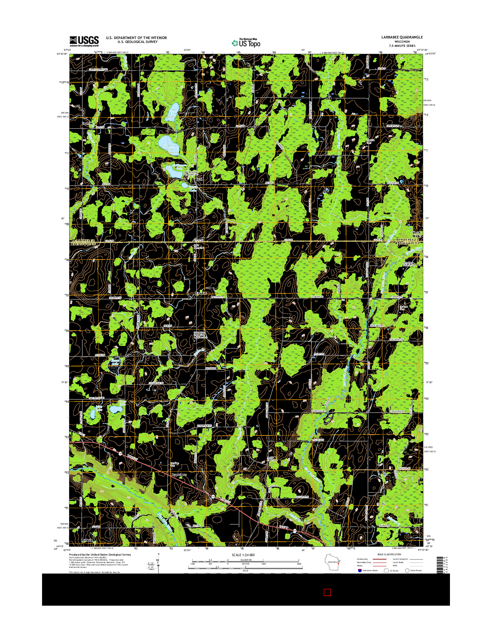 USGS US TOPO 7.5-MINUTE MAP FOR LARRABEE, WI 2015