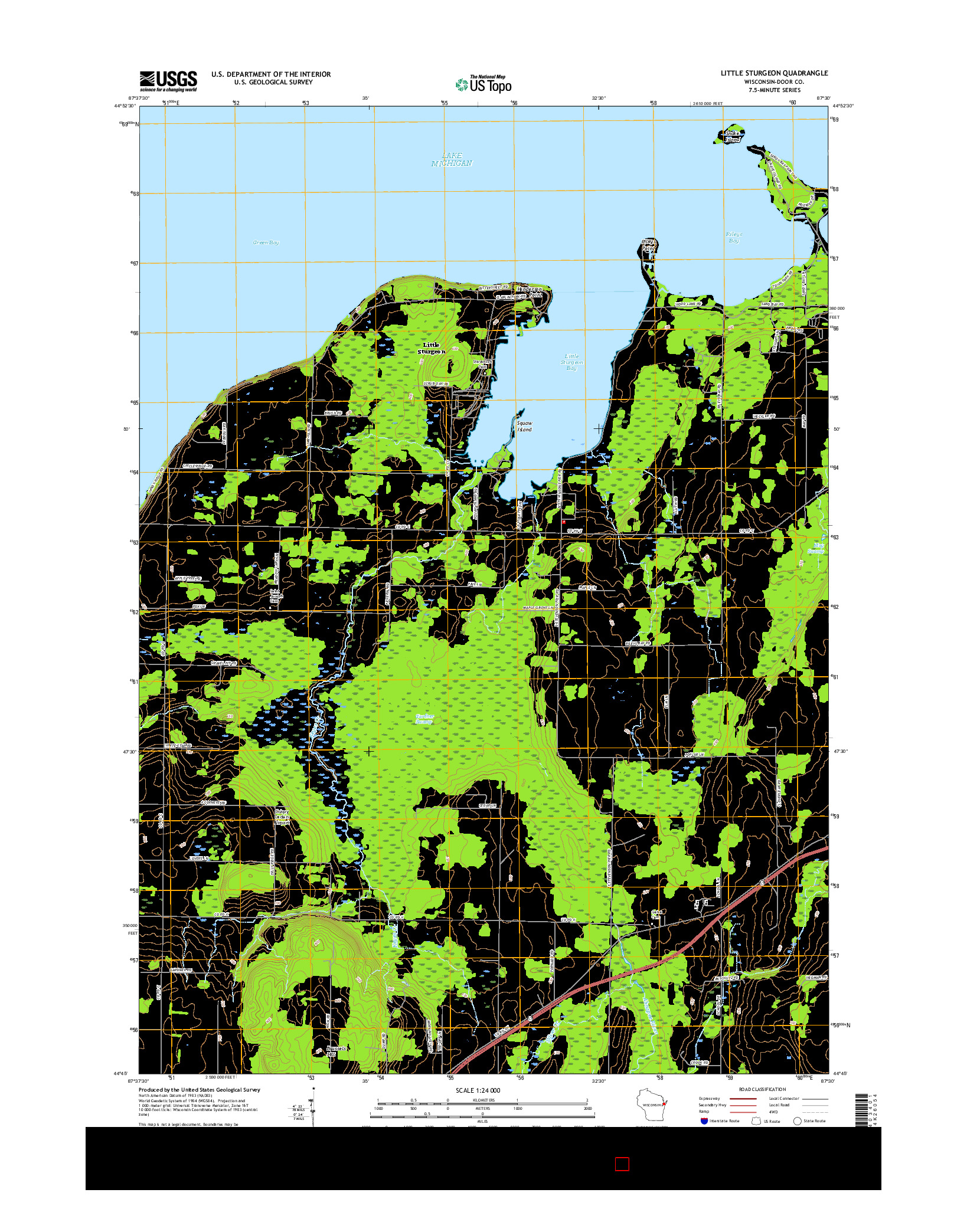 USGS US TOPO 7.5-MINUTE MAP FOR LITTLE STURGEON, WI 2015