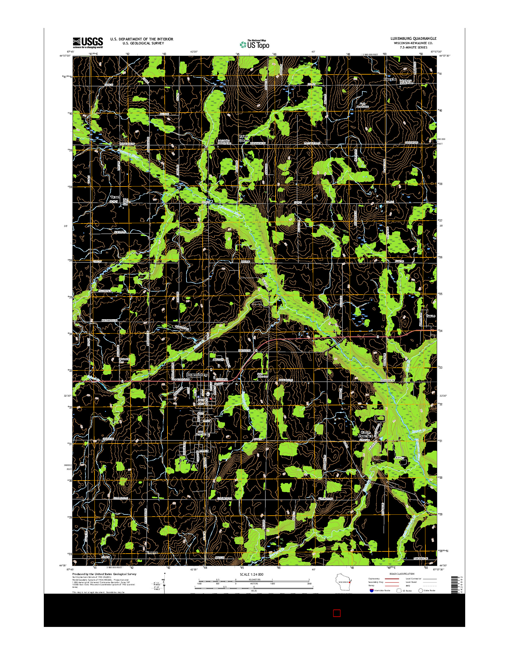 USGS US TOPO 7.5-MINUTE MAP FOR LUXEMBURG, WI 2015