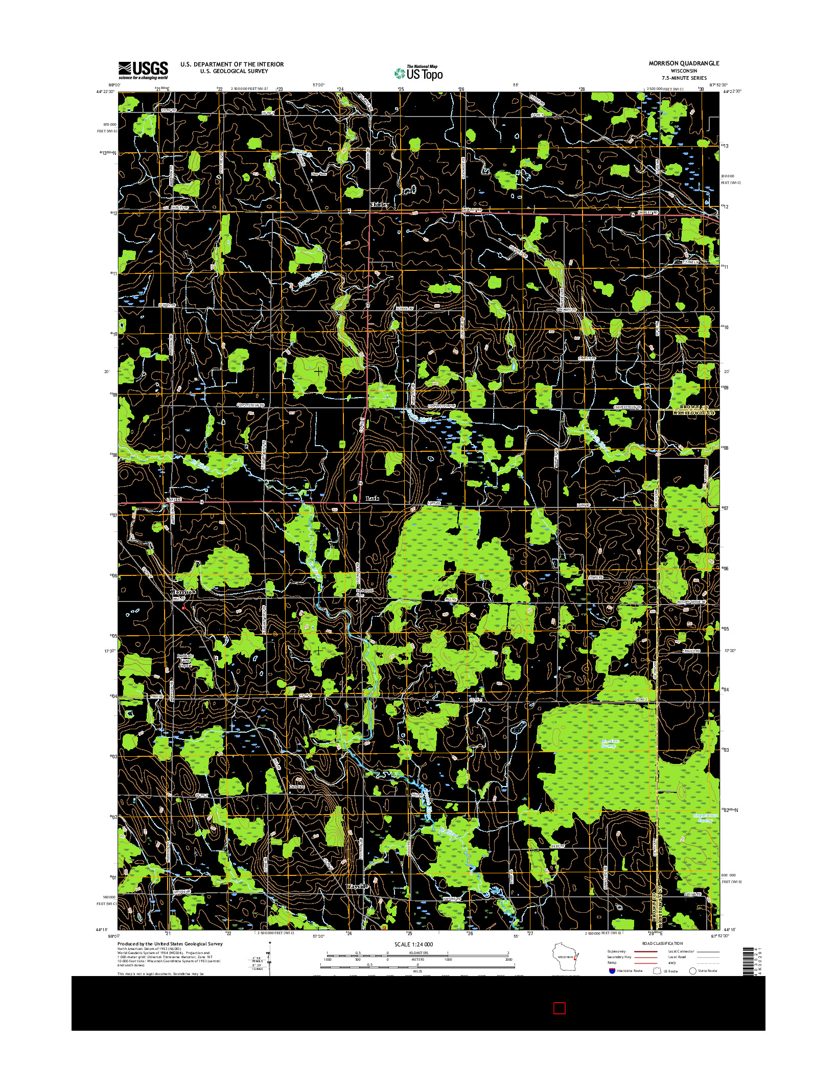 USGS US TOPO 7.5-MINUTE MAP FOR MORRISON, WI 2015