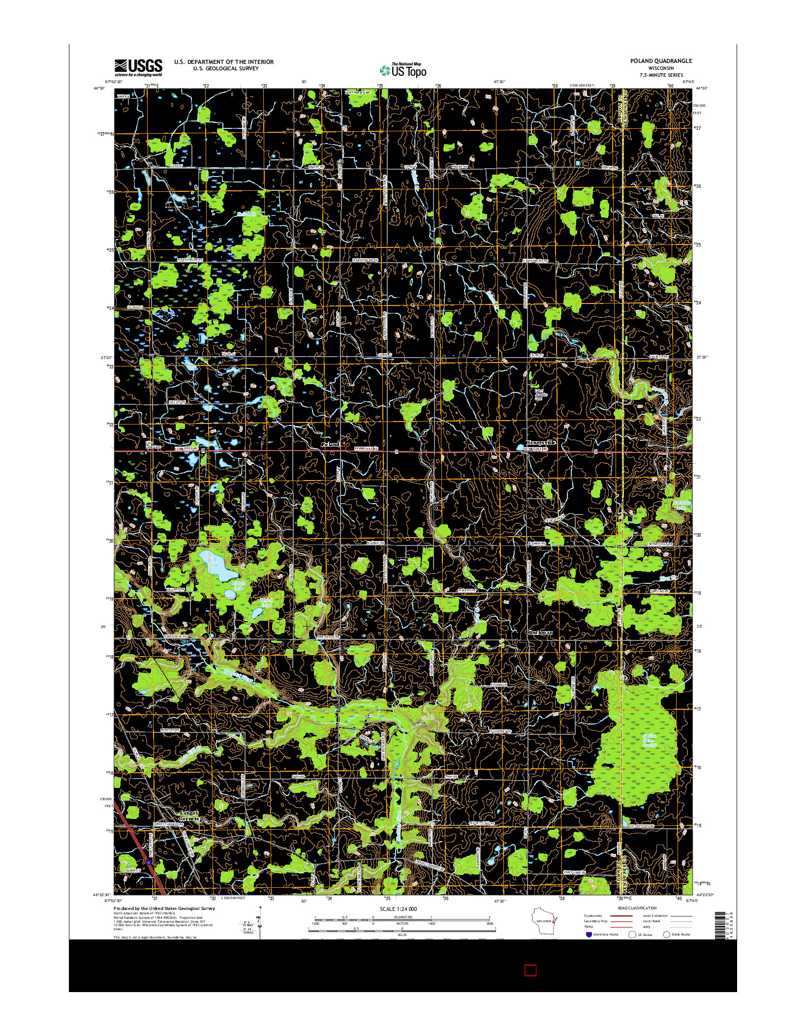 USGS US TOPO 7.5-MINUTE MAP FOR POLAND, WI 2015