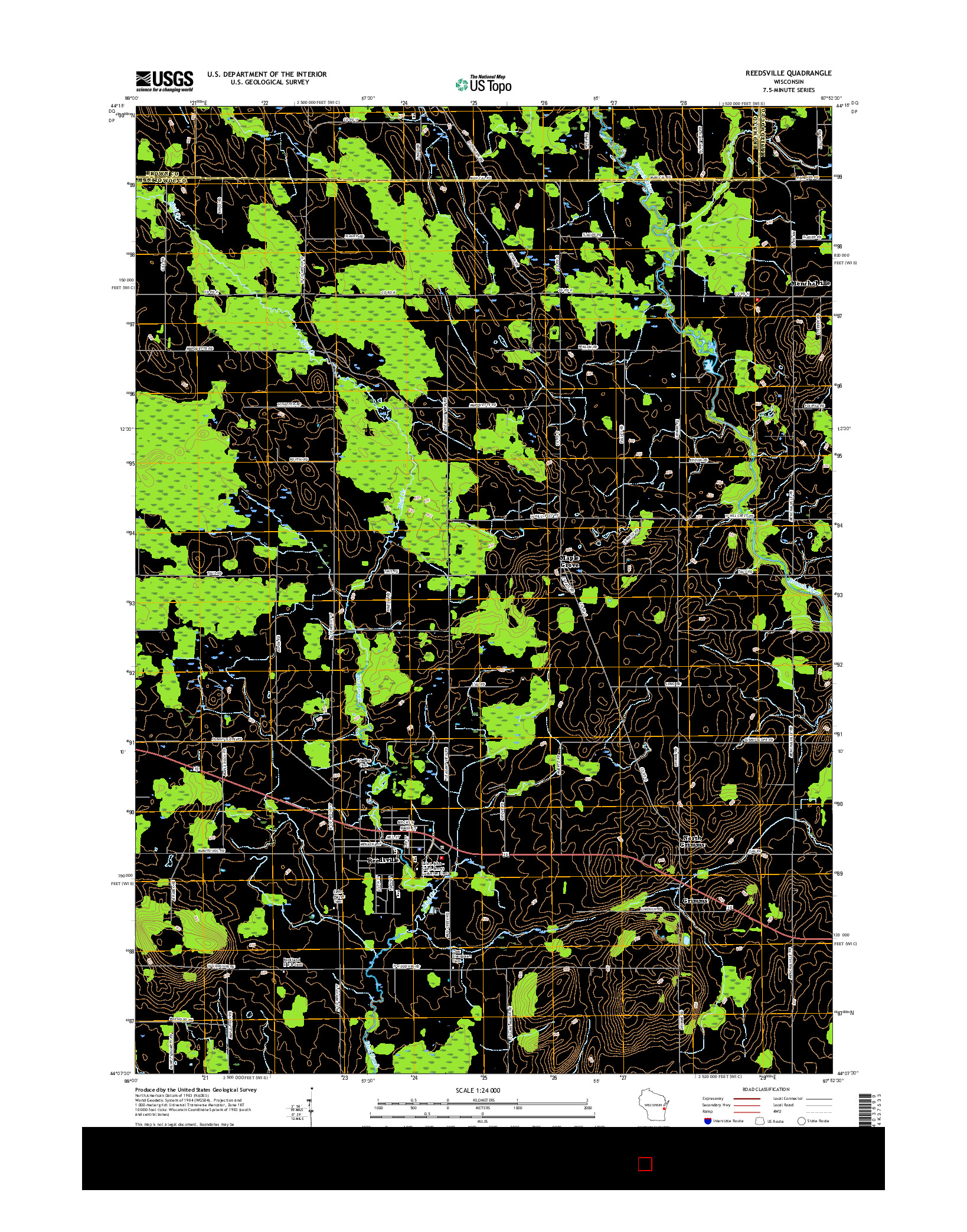 USGS US TOPO 7.5-MINUTE MAP FOR REEDSVILLE, WI 2015