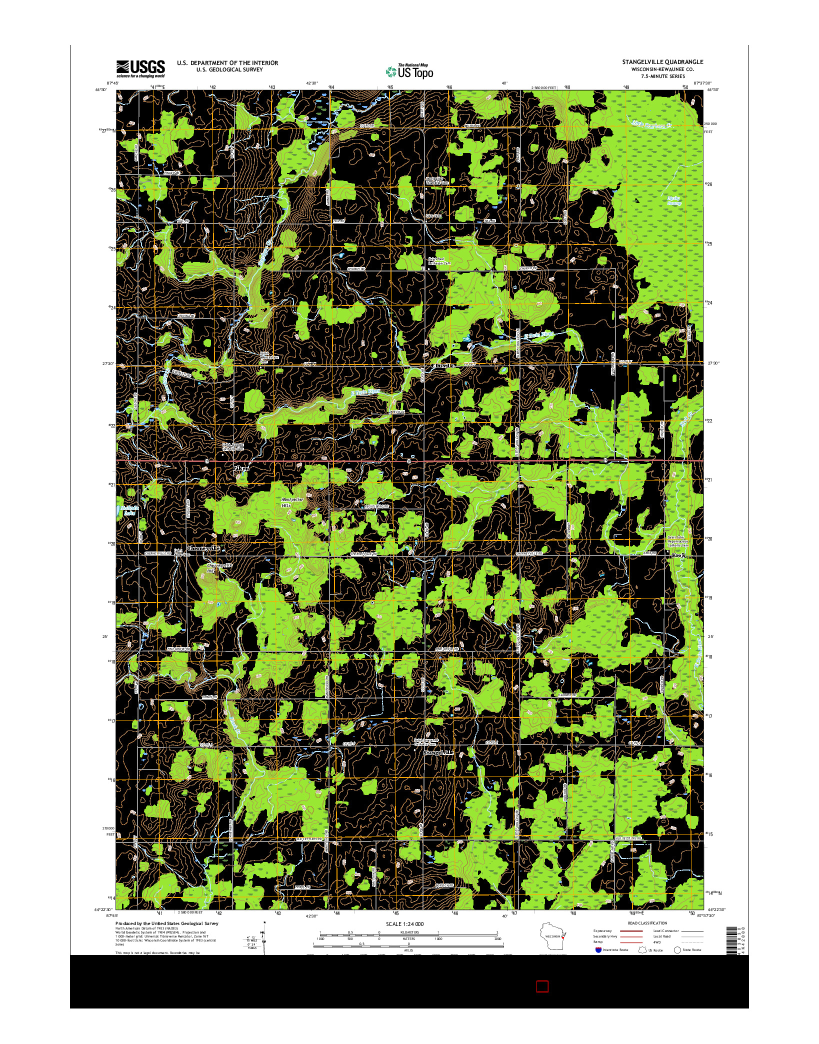 USGS US TOPO 7.5-MINUTE MAP FOR STANGELVILLE, WI 2015