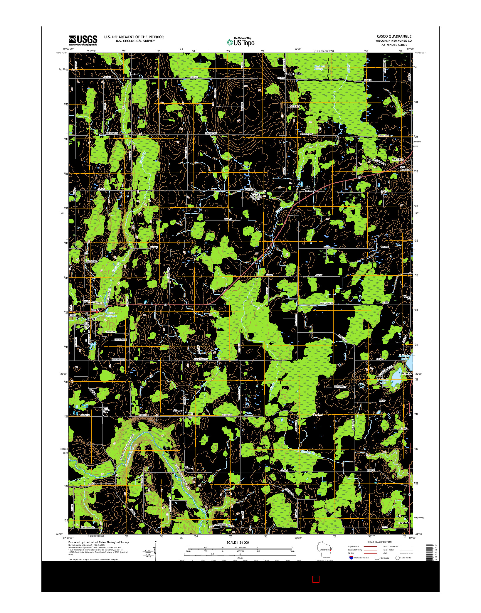 USGS US TOPO 7.5-MINUTE MAP FOR CASCO, WI 2015
