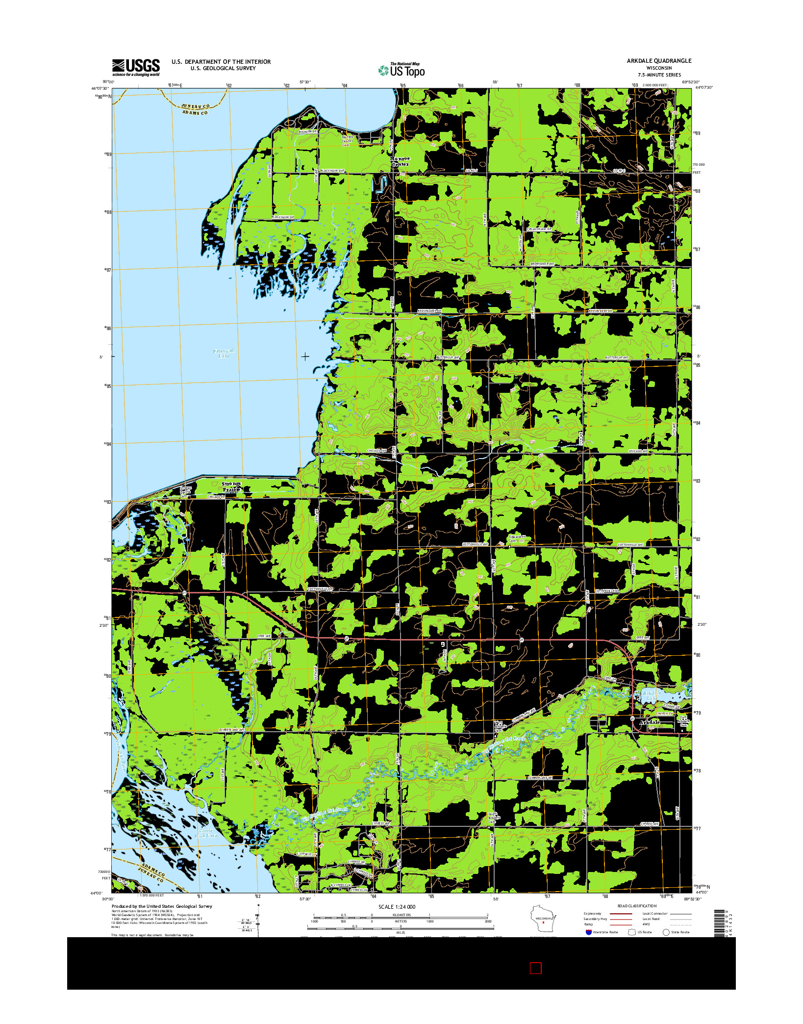 USGS US TOPO 7.5-MINUTE MAP FOR ARKDALE, WI 2015