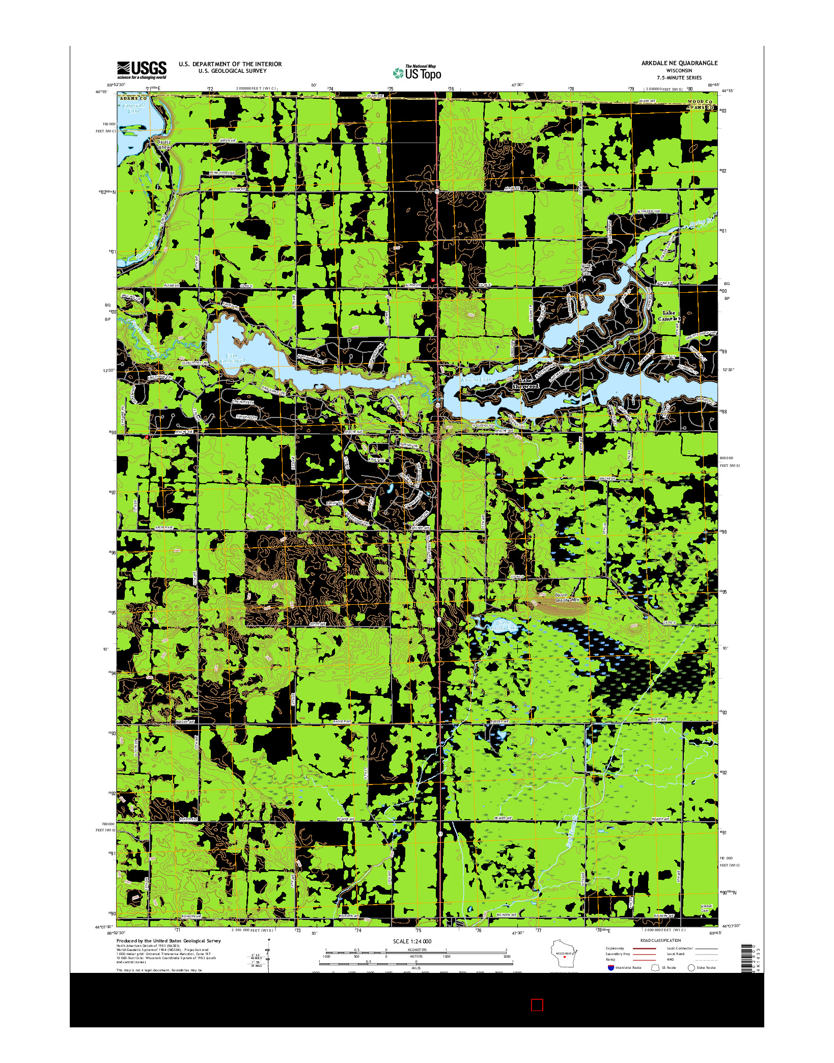 USGS US TOPO 7.5-MINUTE MAP FOR ARKDALE NE, WI 2015