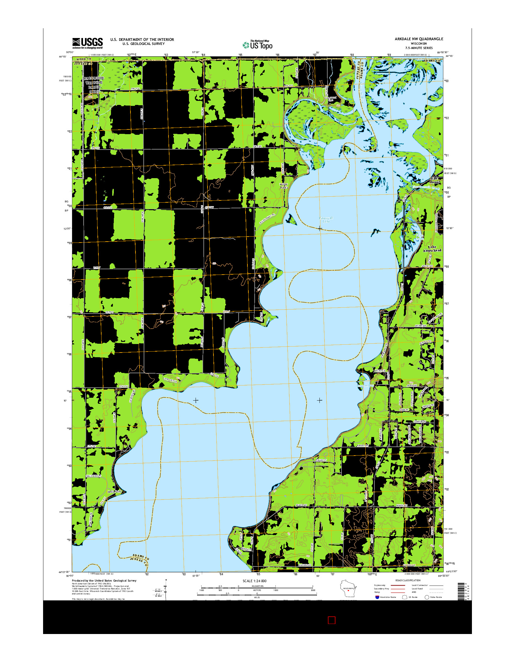 USGS US TOPO 7.5-MINUTE MAP FOR ARKDALE NW, WI 2015