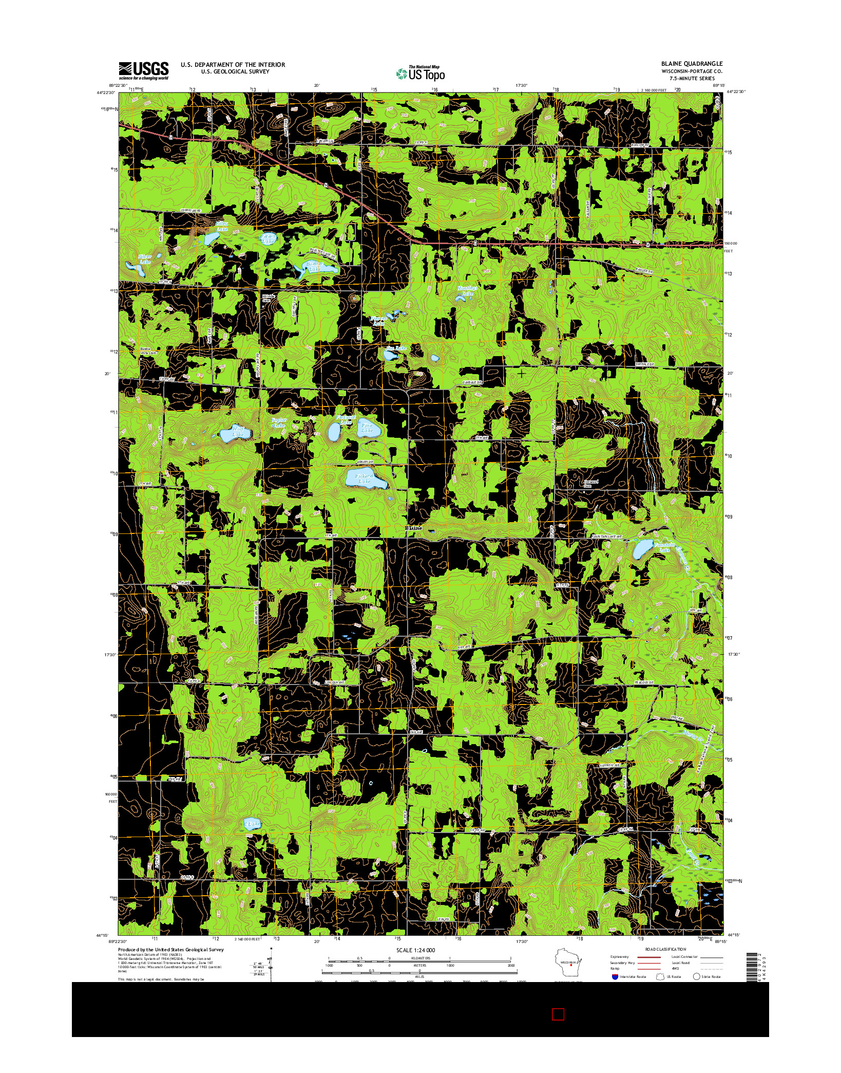 USGS US TOPO 7.5-MINUTE MAP FOR BLAINE, WI 2015