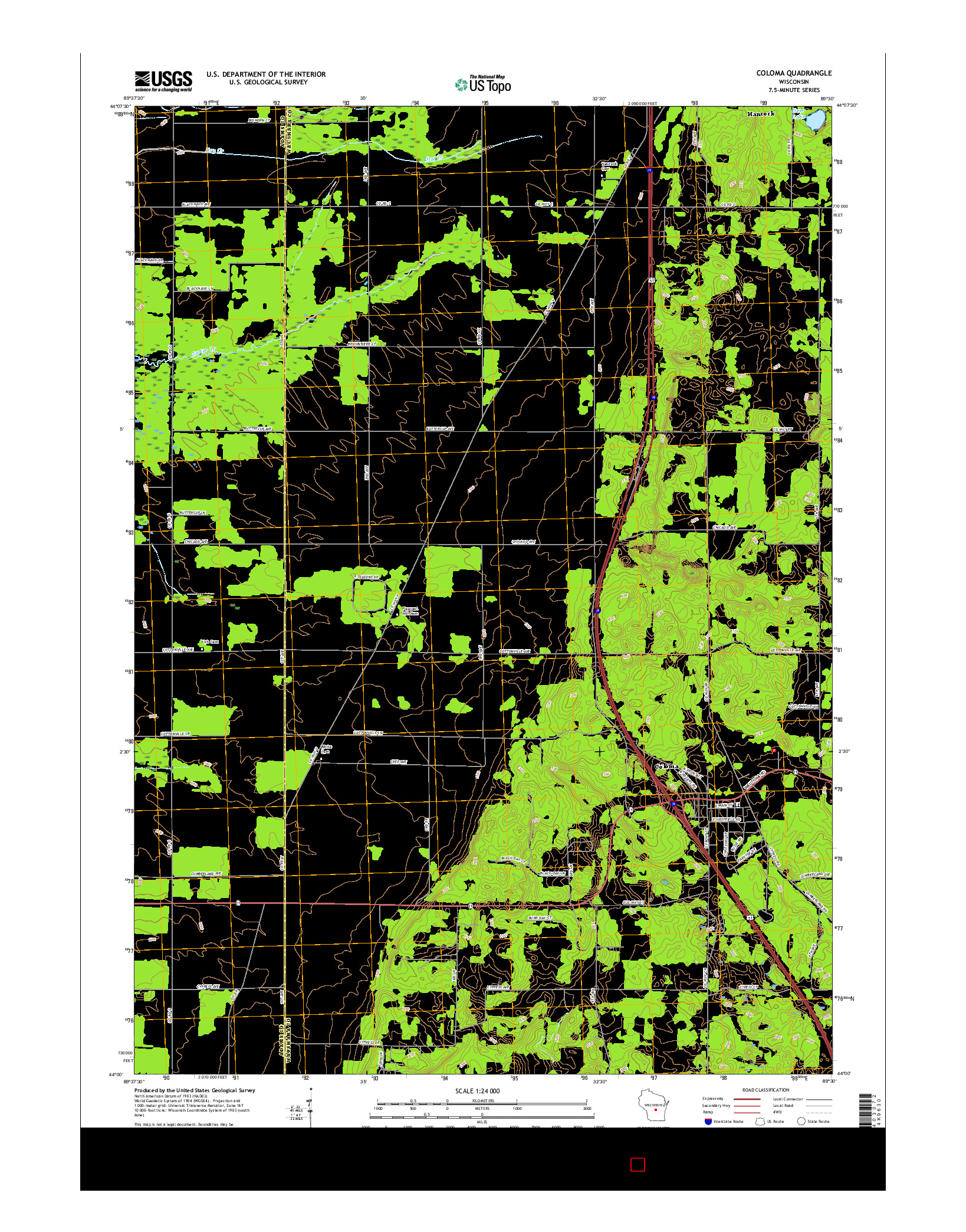 USGS US TOPO 7.5-MINUTE MAP FOR COLOMA, WI 2015