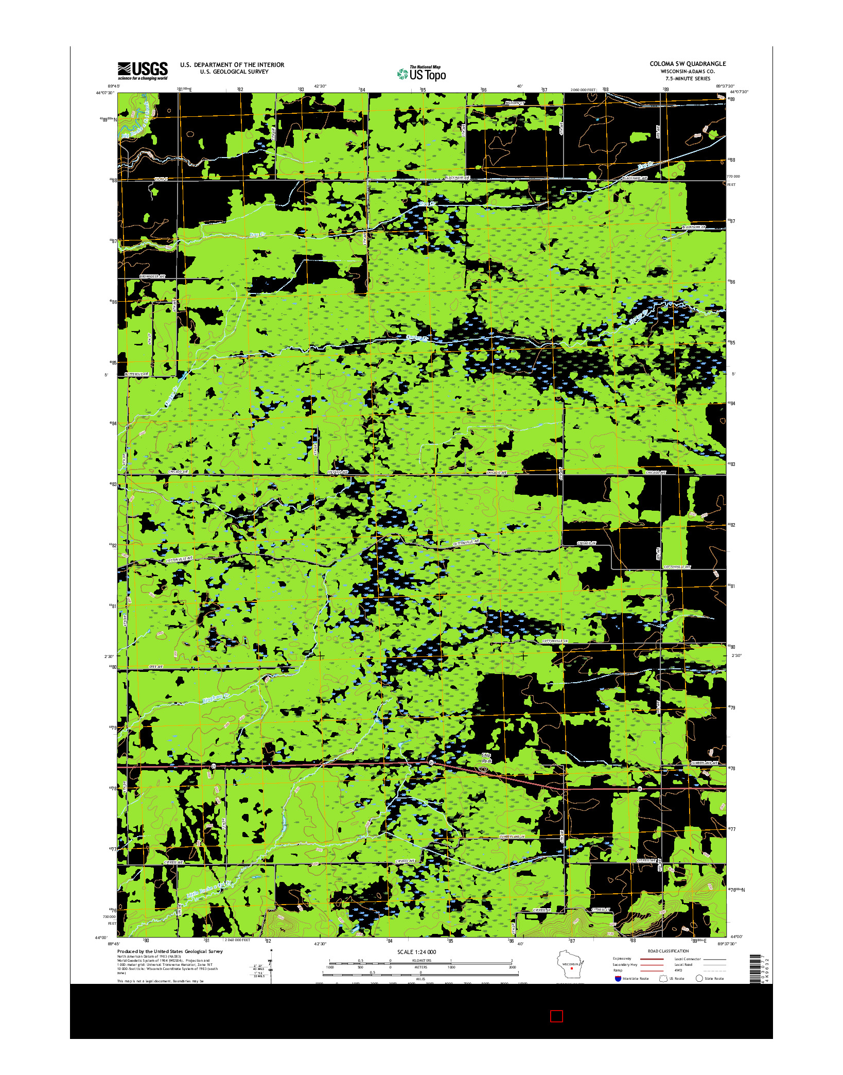 USGS US TOPO 7.5-MINUTE MAP FOR COLOMA SW, WI 2015