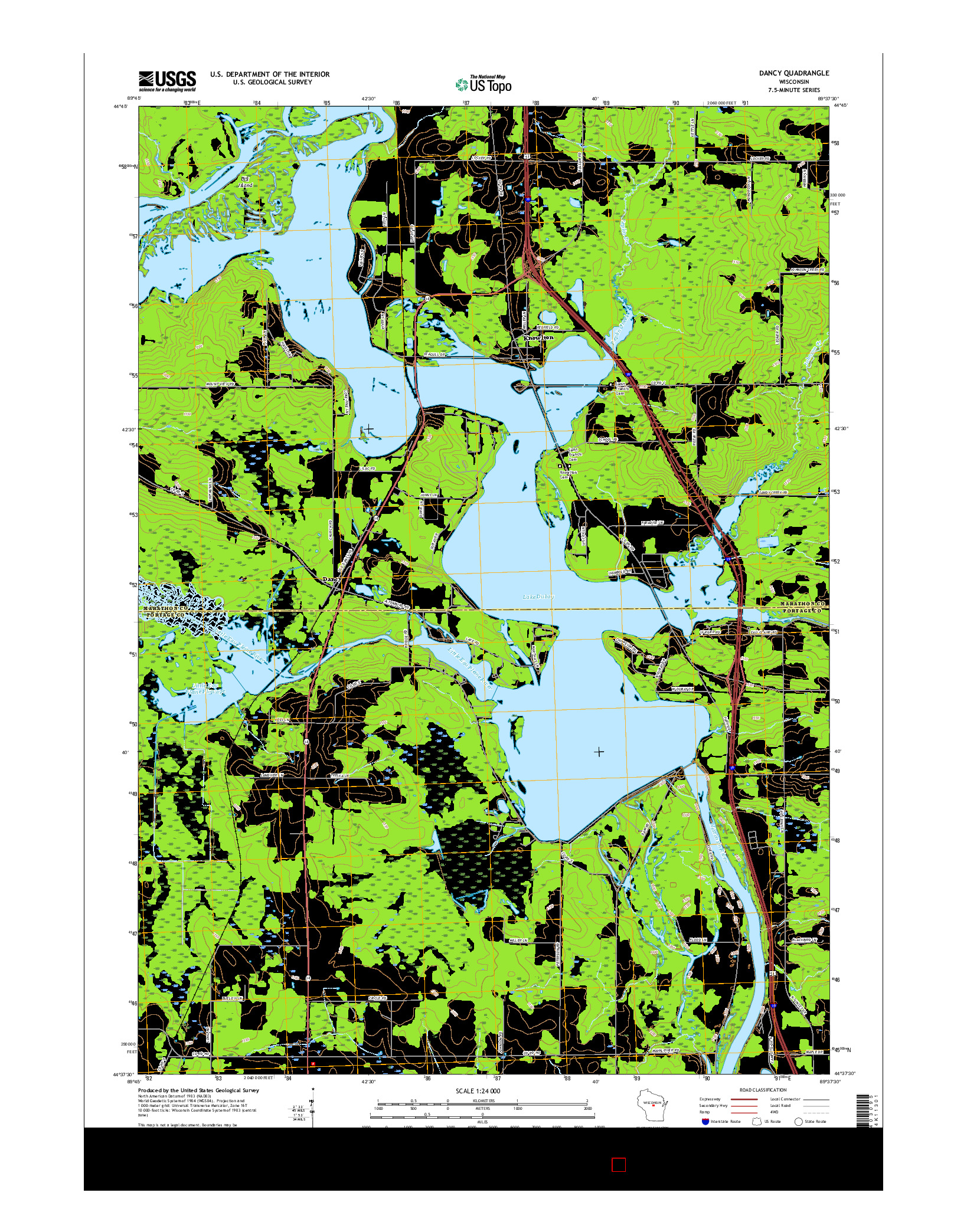 USGS US TOPO 7.5-MINUTE MAP FOR DANCY, WI 2015