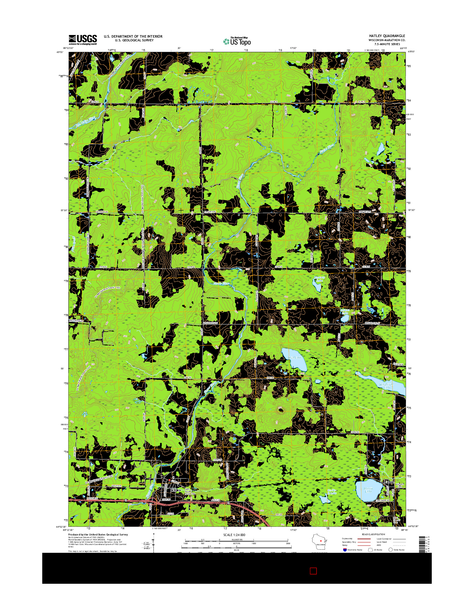 USGS US TOPO 7.5-MINUTE MAP FOR HATLEY, WI 2015