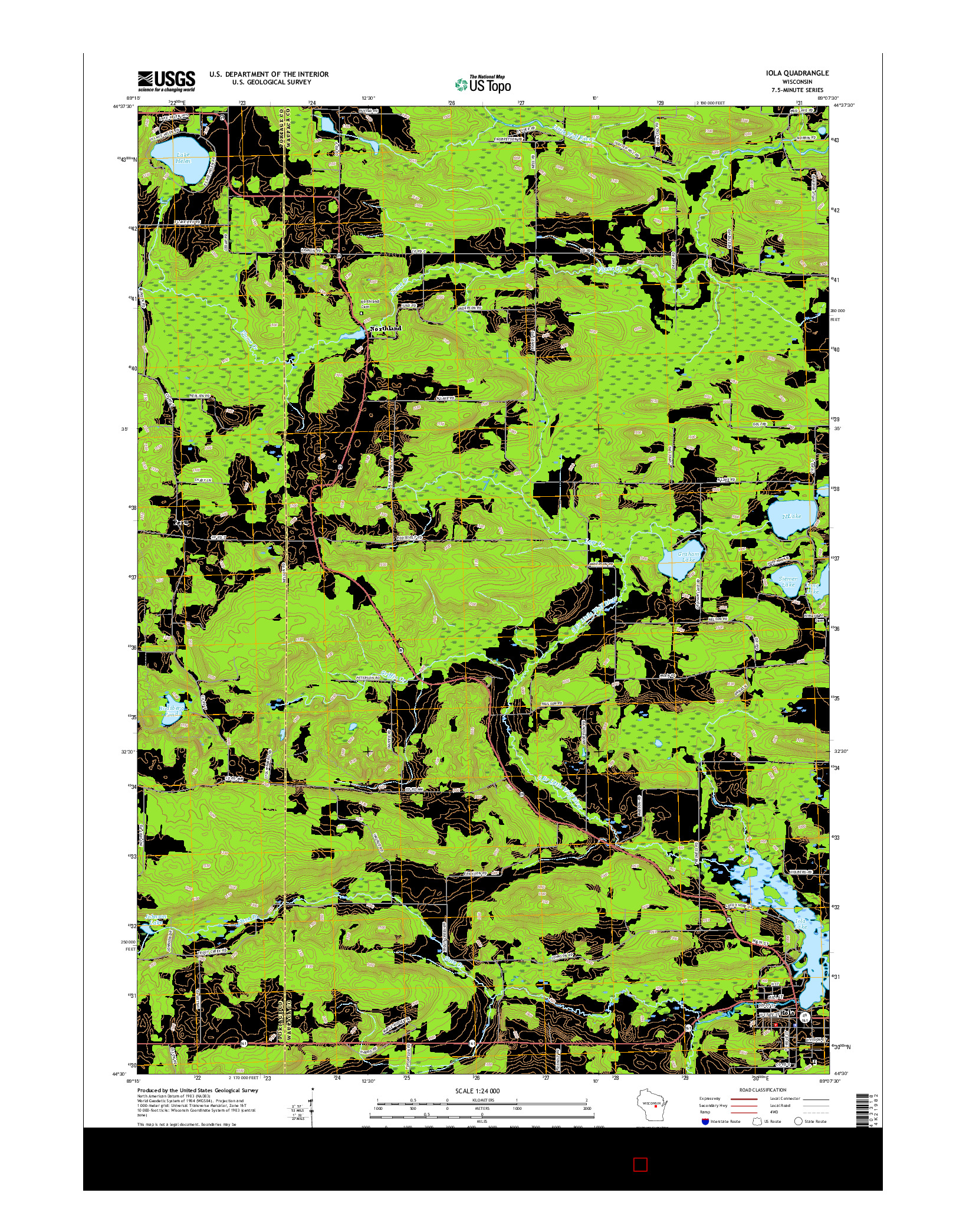 USGS US TOPO 7.5-MINUTE MAP FOR IOLA, WI 2015