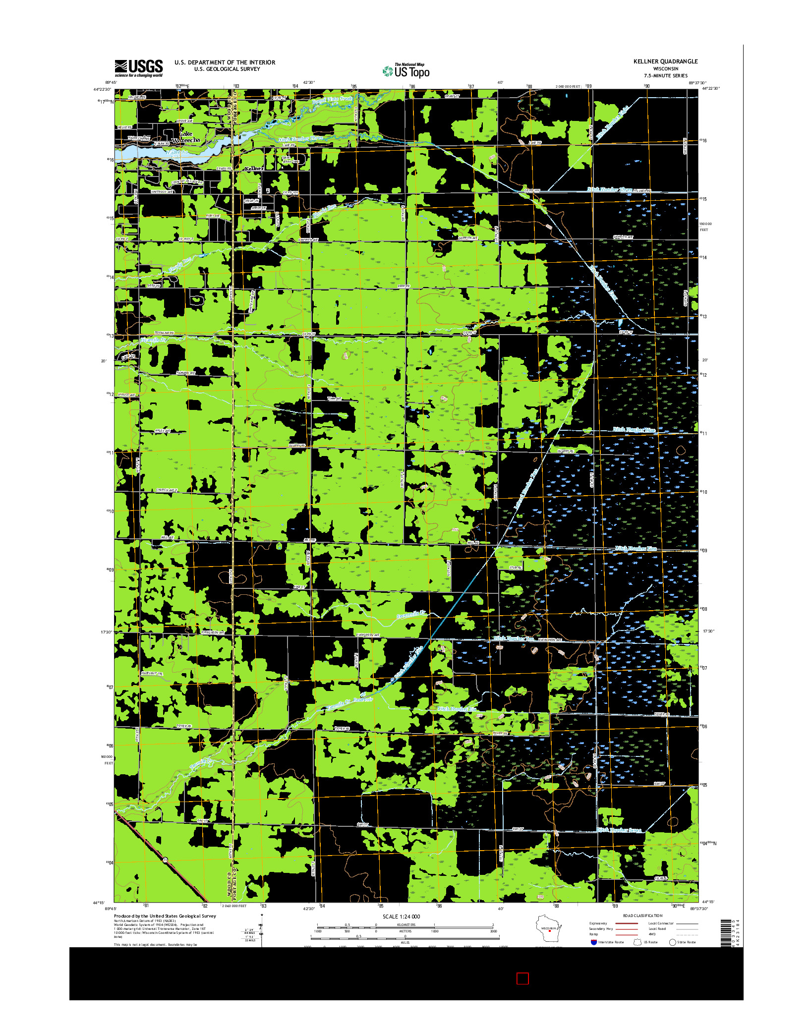 USGS US TOPO 7.5-MINUTE MAP FOR KELLNER, WI 2015