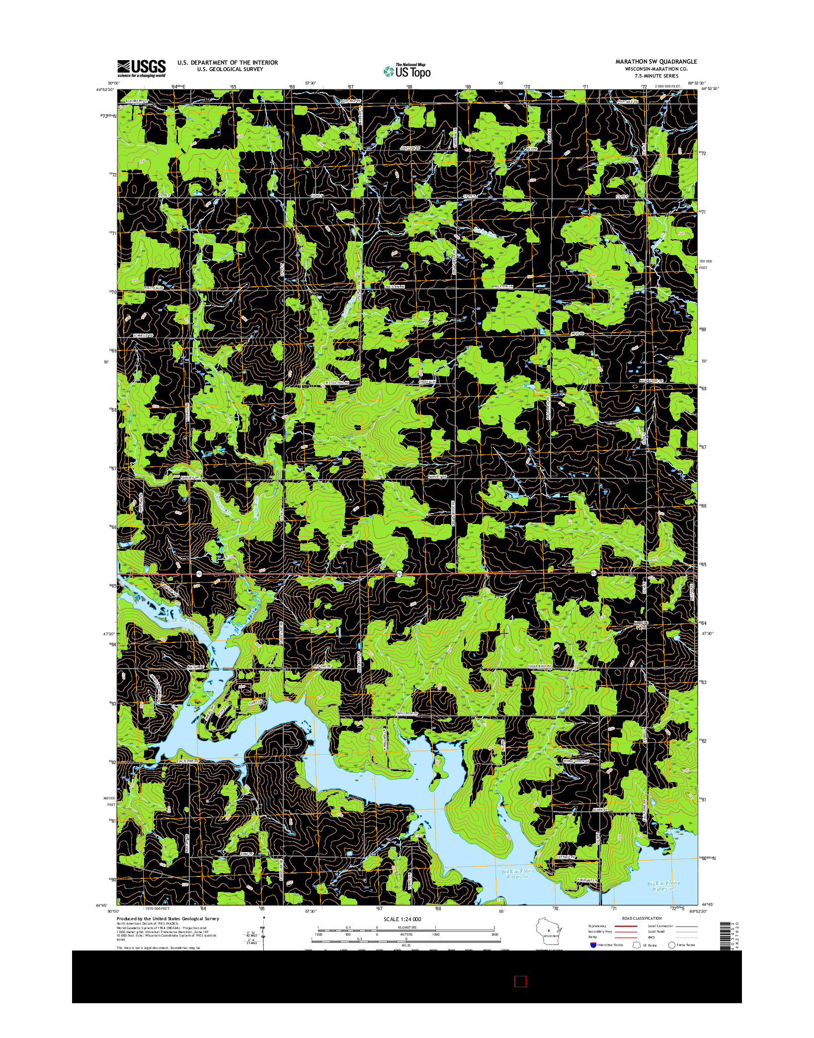 USGS US TOPO 7.5-MINUTE MAP FOR MARATHON SW, WI 2015