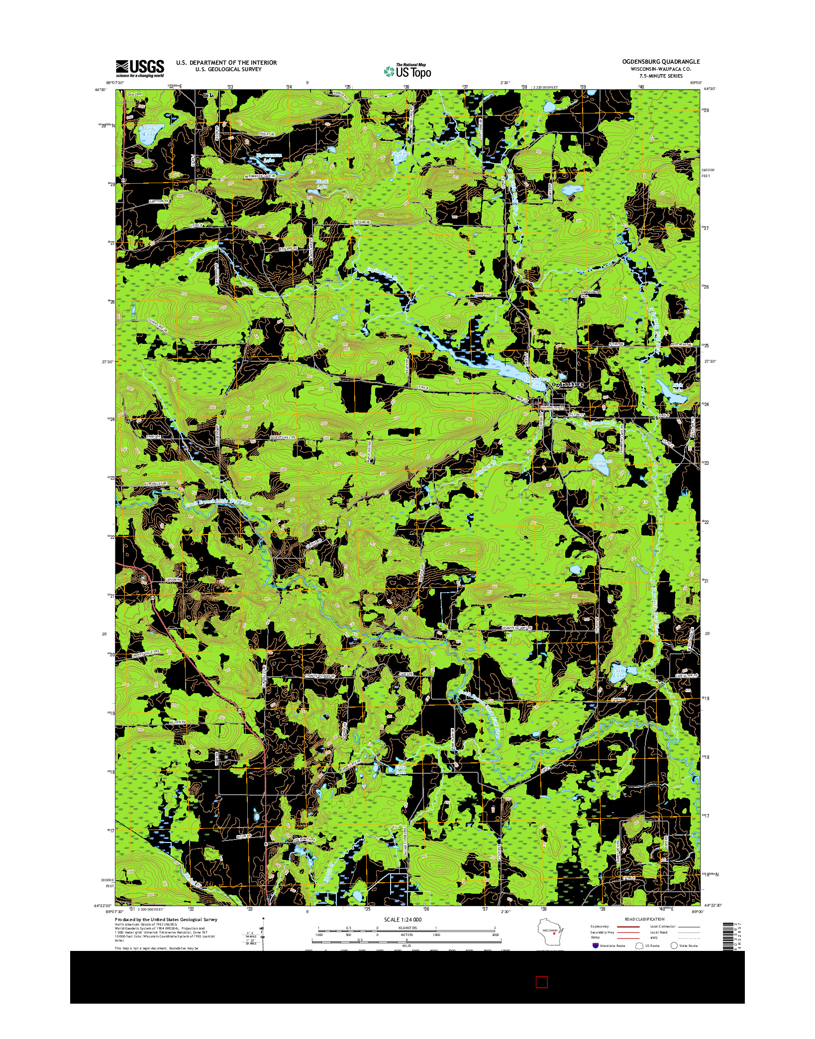 USGS US TOPO 7.5-MINUTE MAP FOR OGDENSBURG, WI 2015