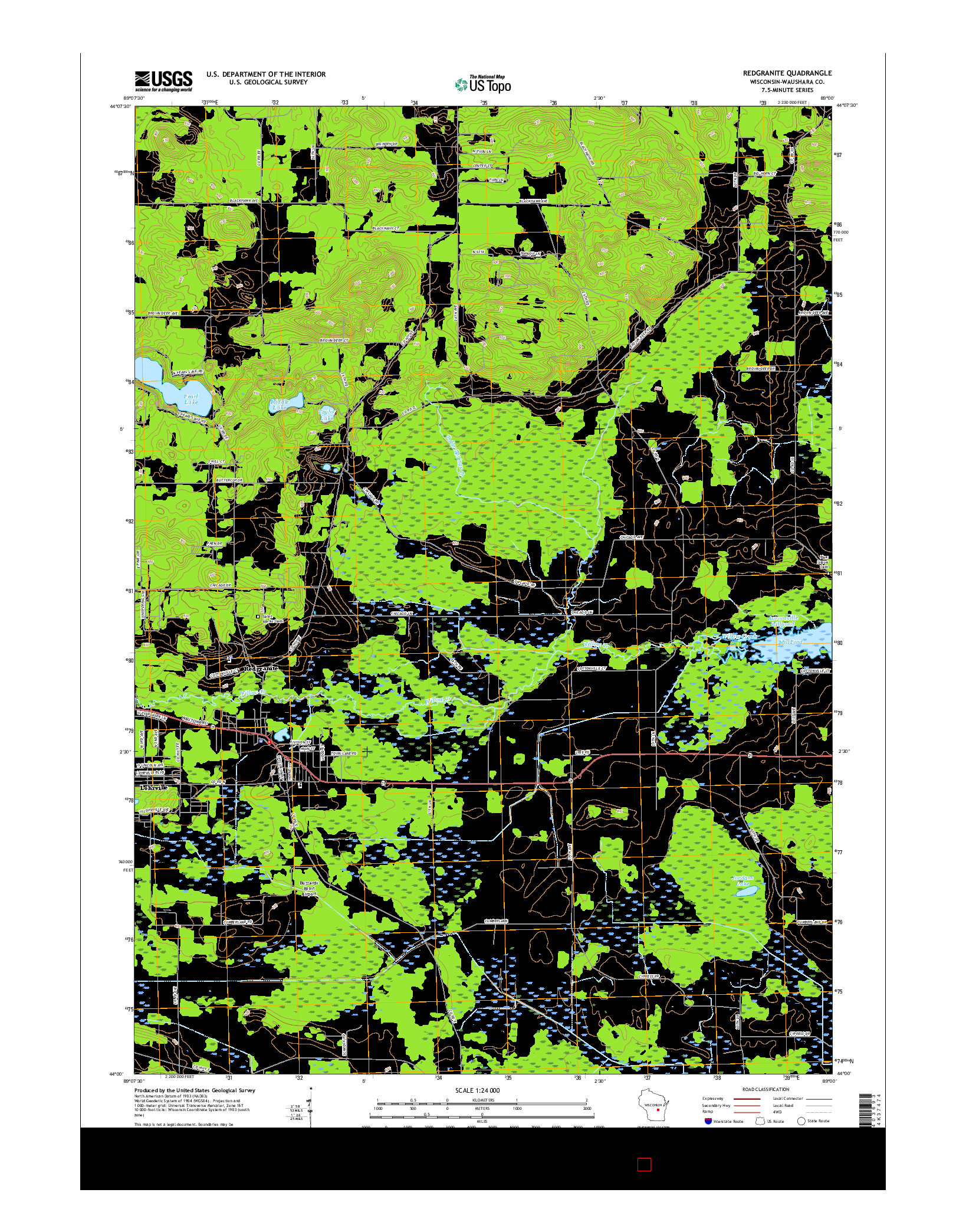 USGS US TOPO 7.5-MINUTE MAP FOR REDGRANITE, WI 2015