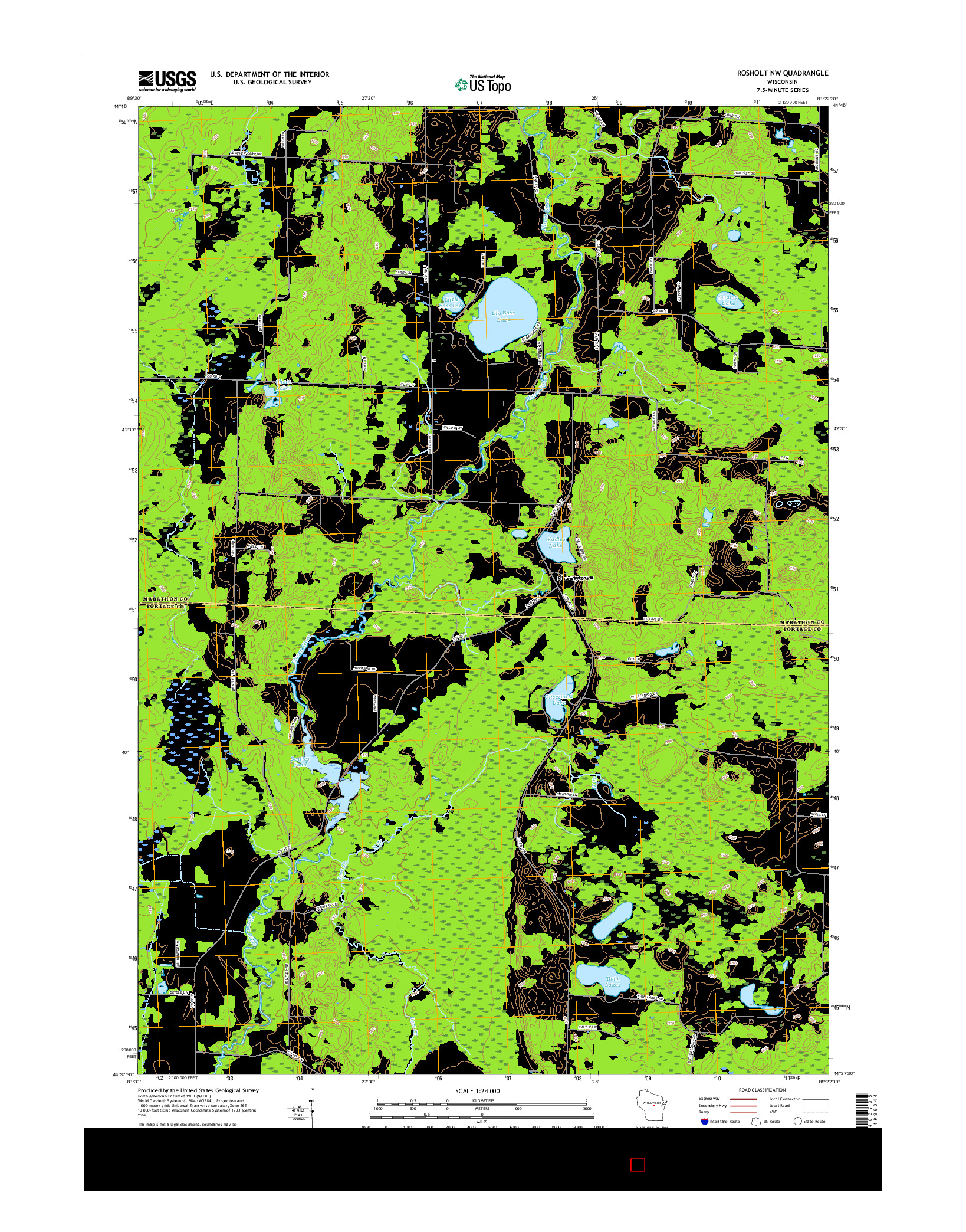 USGS US TOPO 7.5-MINUTE MAP FOR ROSHOLT NW, WI 2015