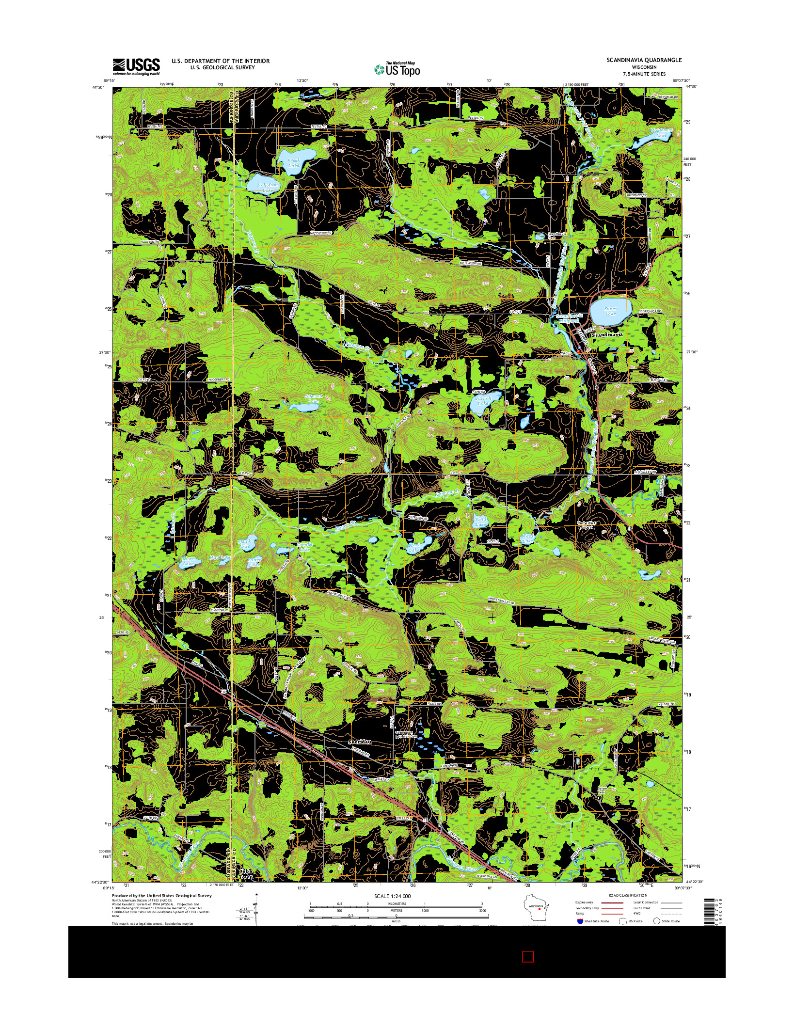 USGS US TOPO 7.5-MINUTE MAP FOR SCANDINAVIA, WI 2015