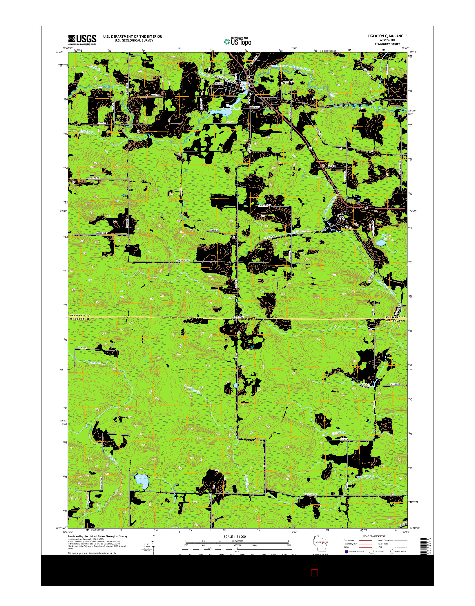 USGS US TOPO 7.5-MINUTE MAP FOR TIGERTON, WI 2015