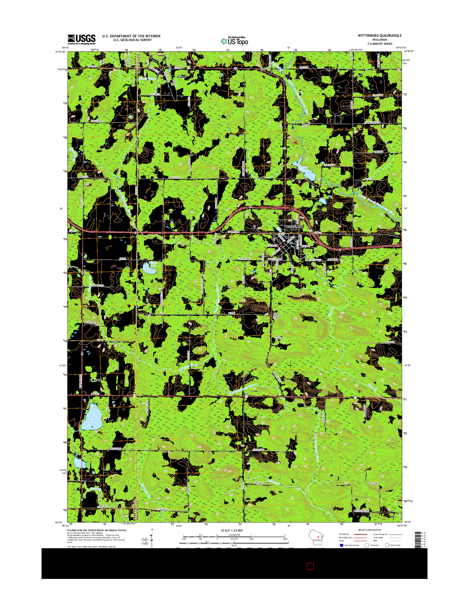 USGS US TOPO 7.5-MINUTE MAP FOR WITTENBERG, WI 2015