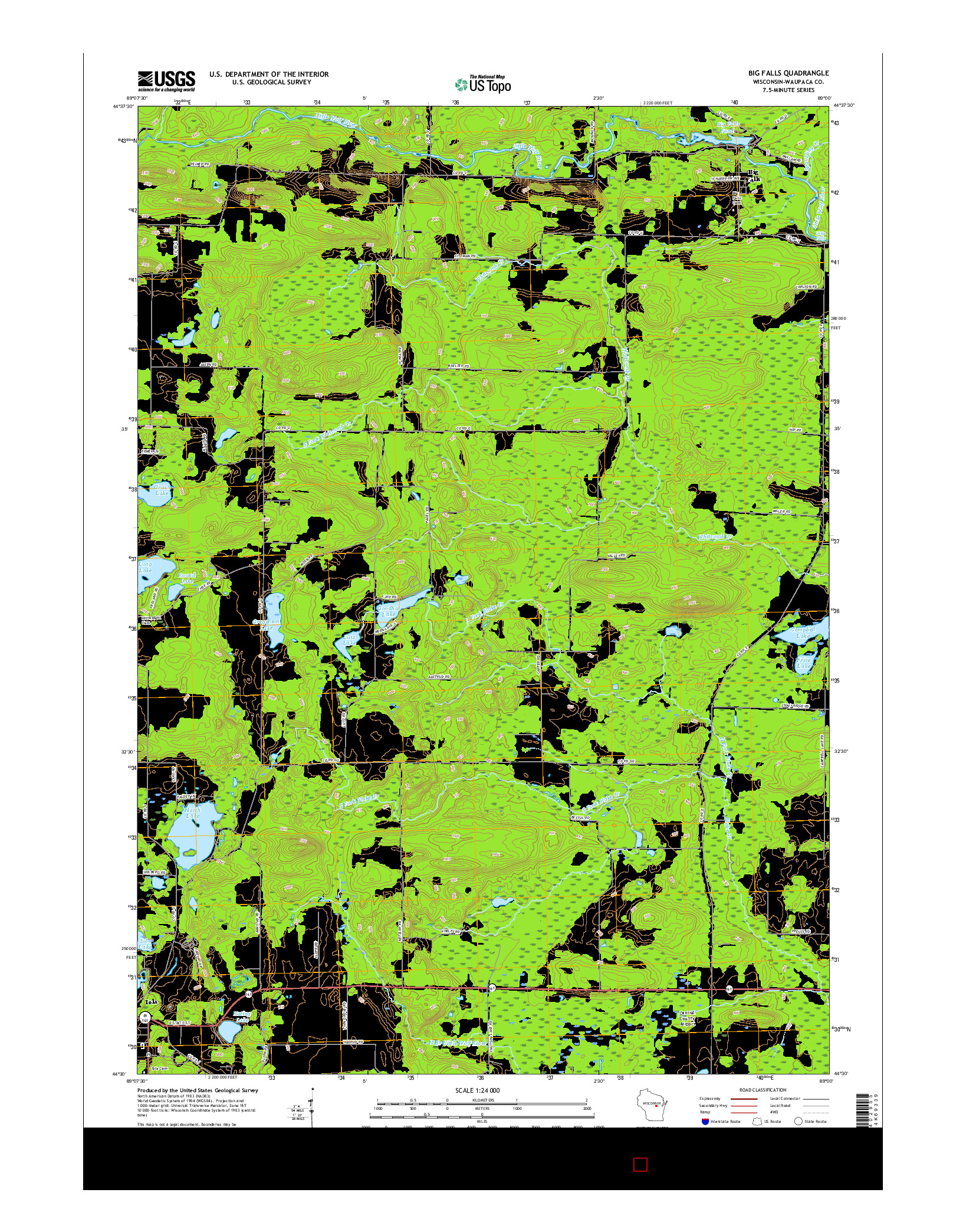 USGS US TOPO 7.5-MINUTE MAP FOR BIG FALLS, WI 2015