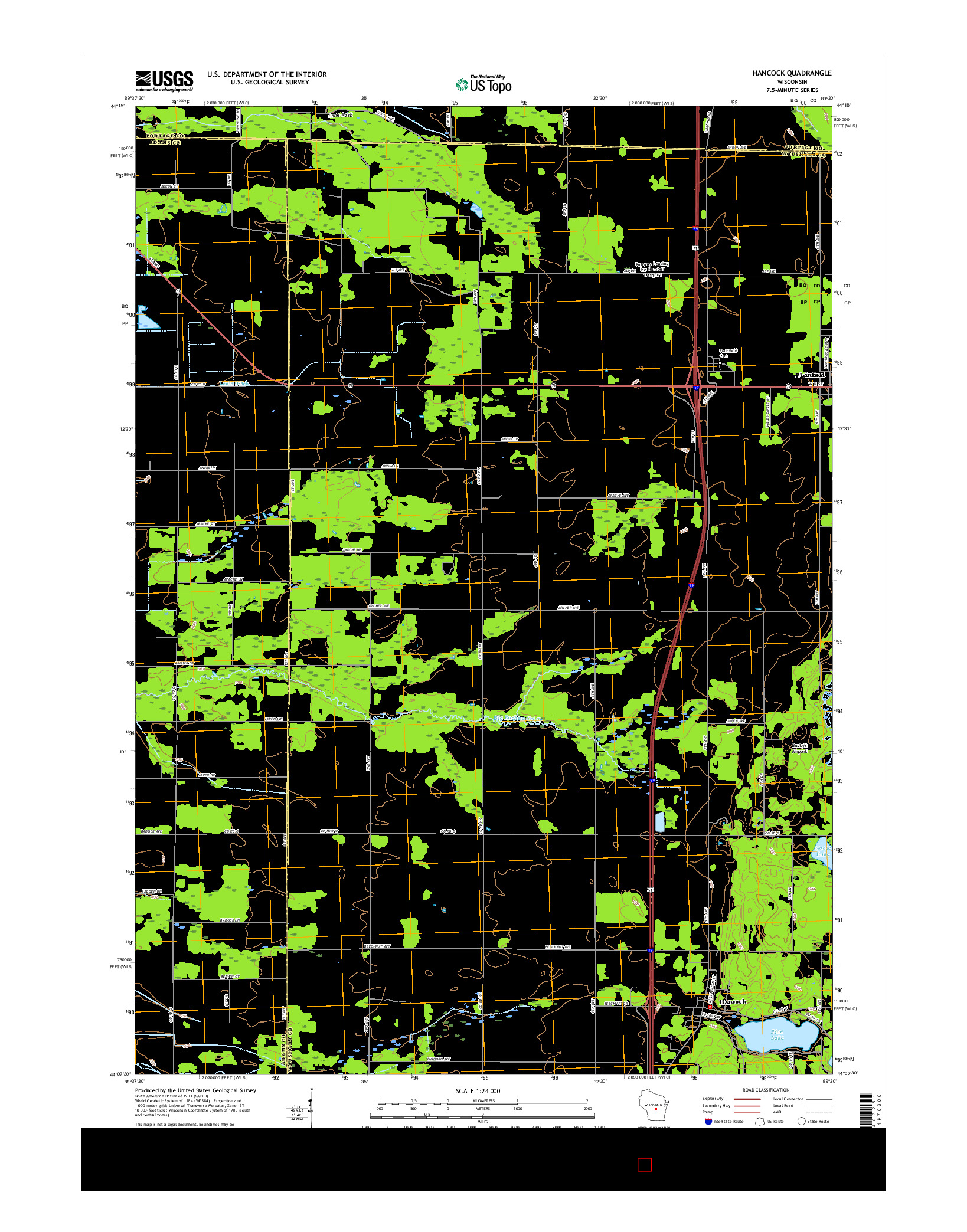 USGS US TOPO 7.5-MINUTE MAP FOR HANCOCK, WI 2015