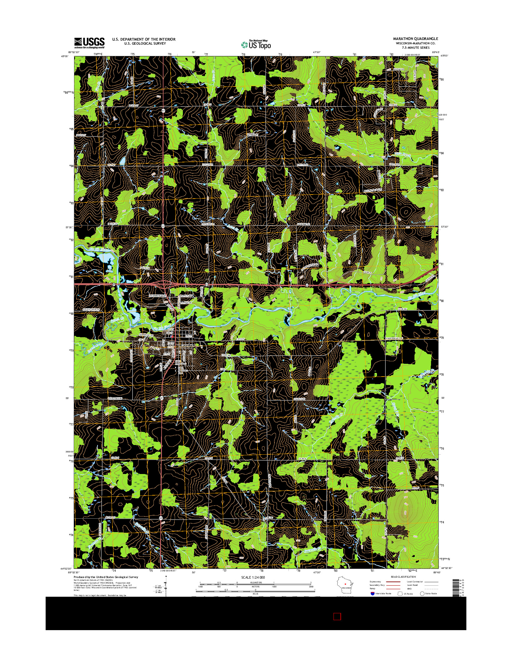 USGS US TOPO 7.5-MINUTE MAP FOR MARATHON, WI 2015