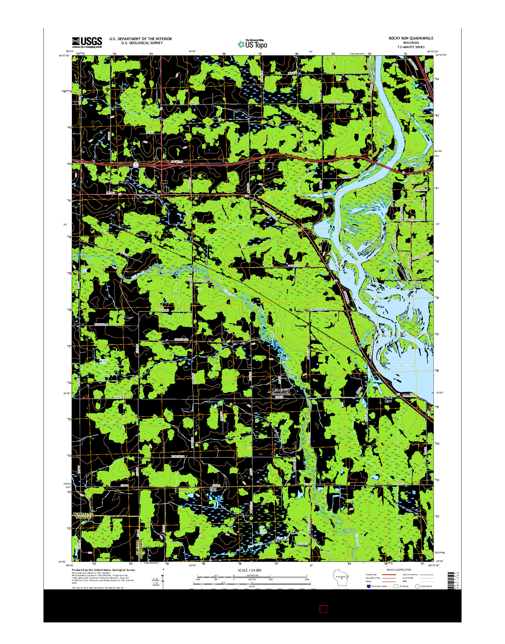 USGS US TOPO 7.5-MINUTE MAP FOR ROCKY RUN, WI 2015