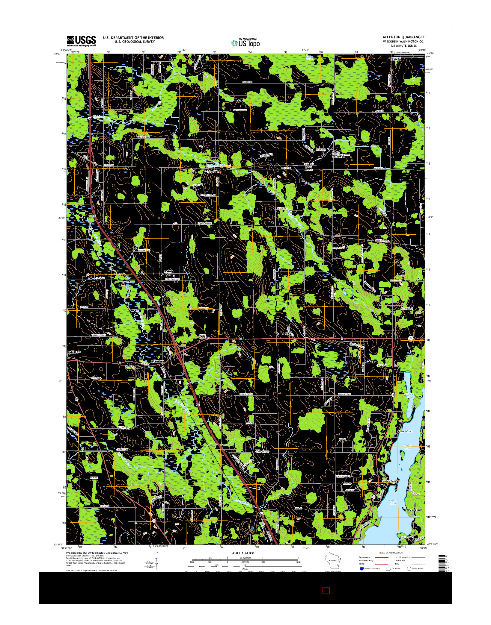 USGS US TOPO 7.5-MINUTE MAP FOR ALLENTON, WI 2015
