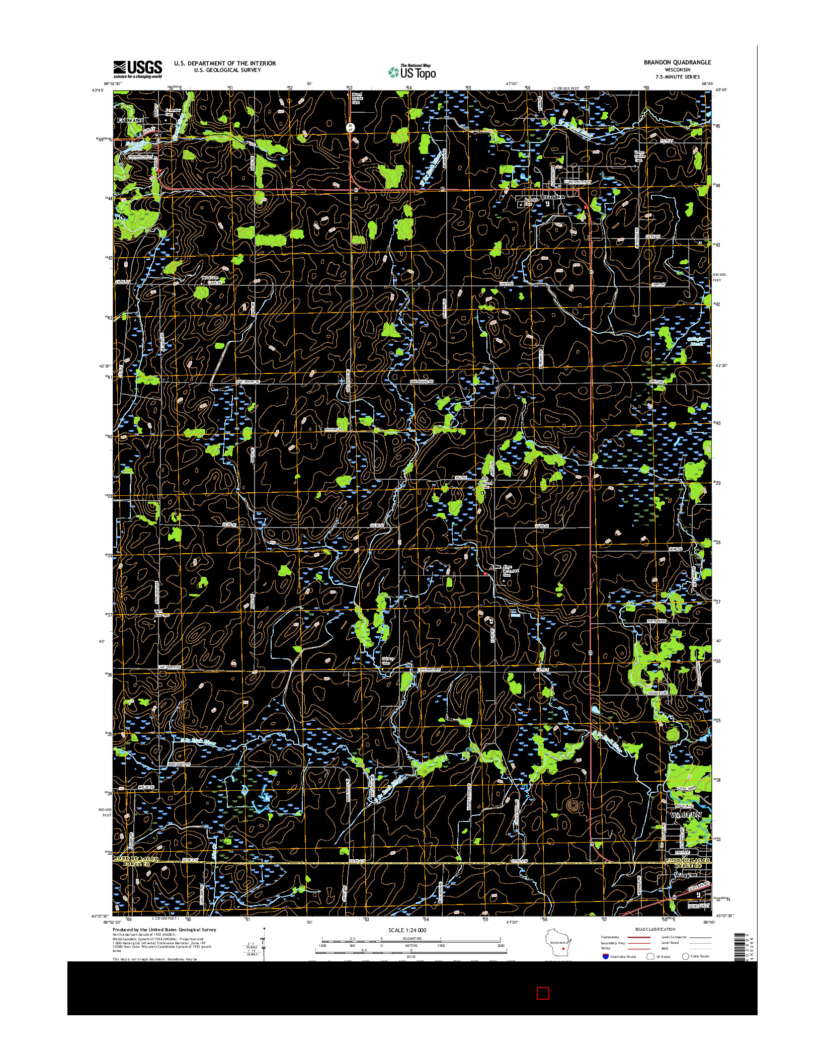 USGS US TOPO 7.5-MINUTE MAP FOR BRANDON, WI 2015