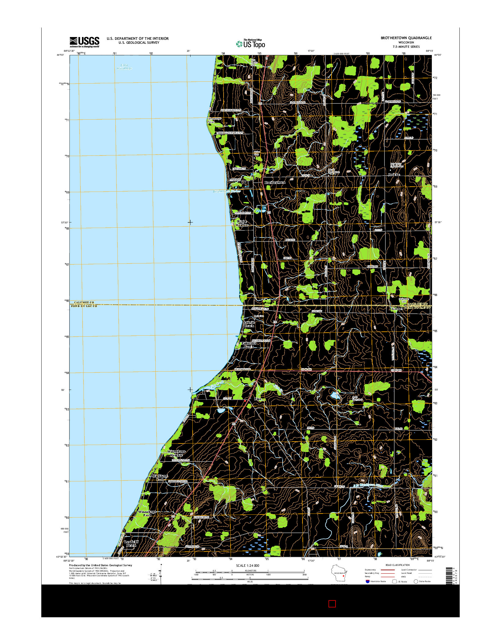 USGS US TOPO 7.5-MINUTE MAP FOR BROTHERTOWN, WI 2015