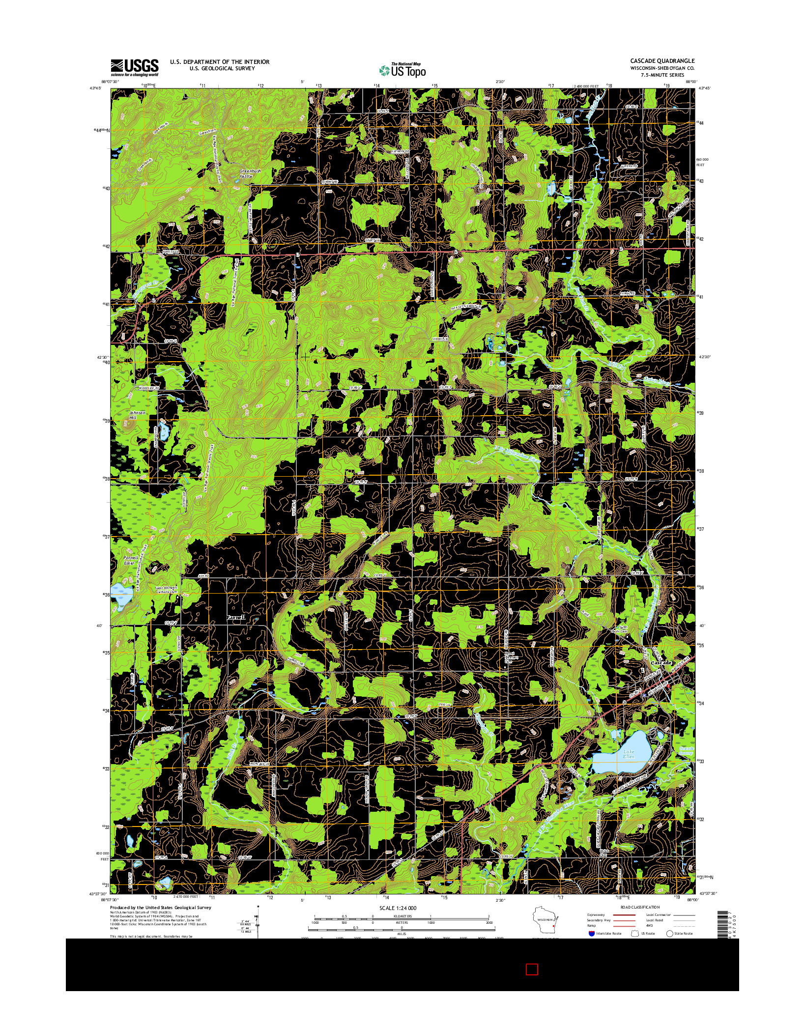 USGS US TOPO 7.5-MINUTE MAP FOR CASCADE, WI 2015