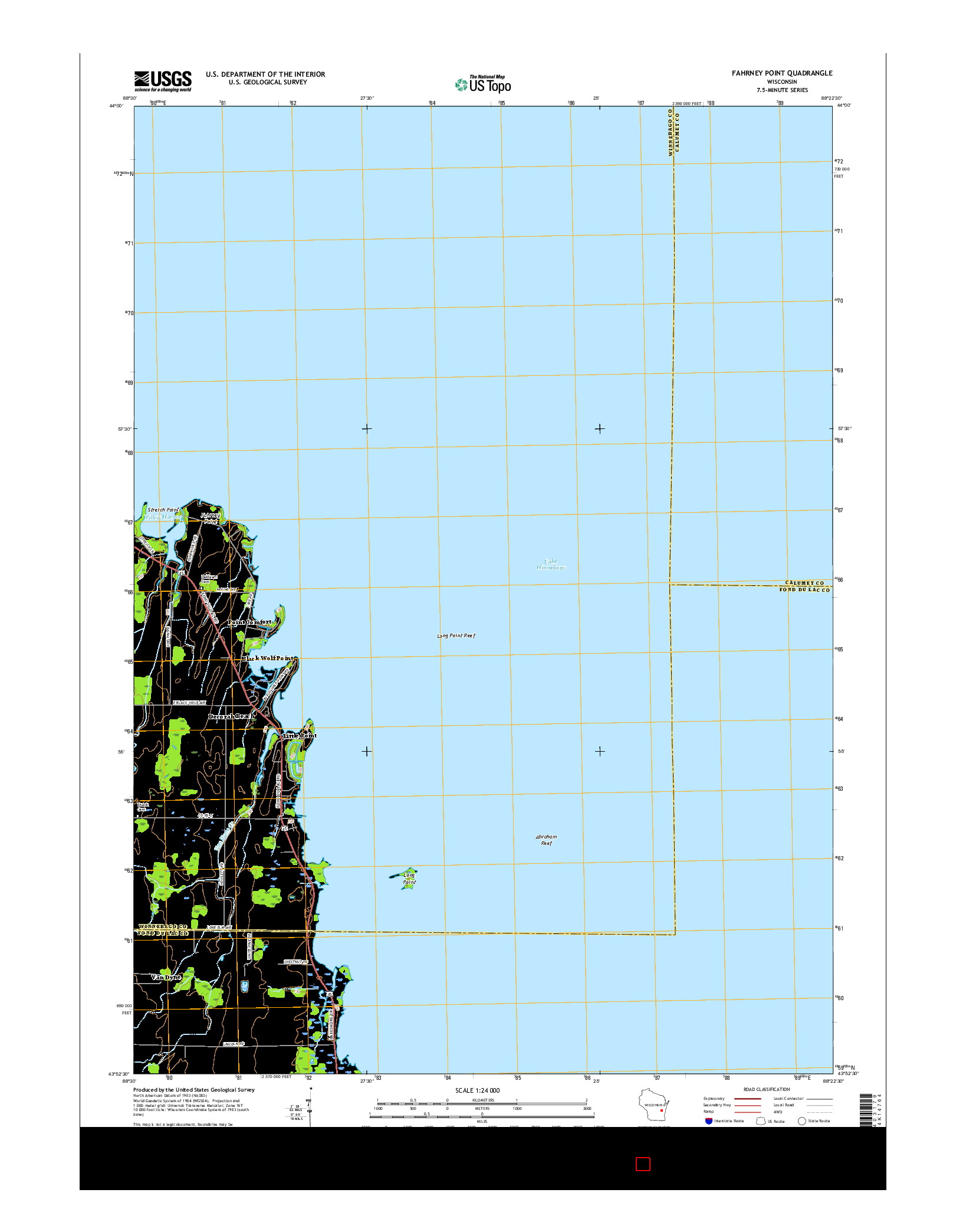 USGS US TOPO 7.5-MINUTE MAP FOR FAHRNEY POINT, WI 2015