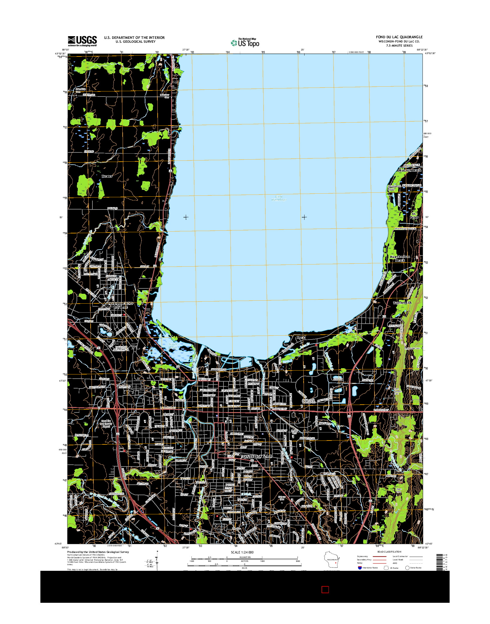 USGS US TOPO 7.5-MINUTE MAP FOR FOND DU LAC, WI 2015