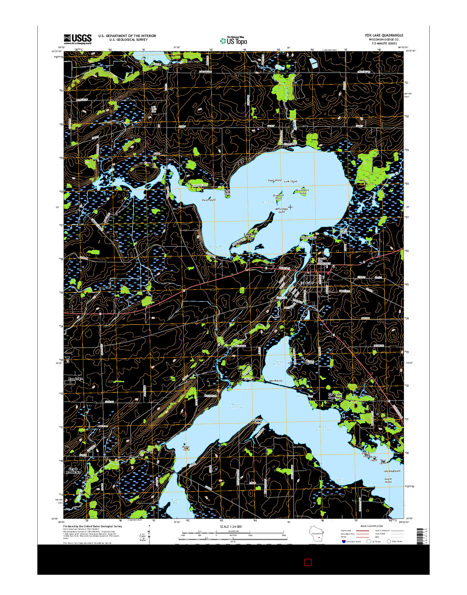 USGS US TOPO 7.5-MINUTE MAP FOR FOX LAKE, WI 2015