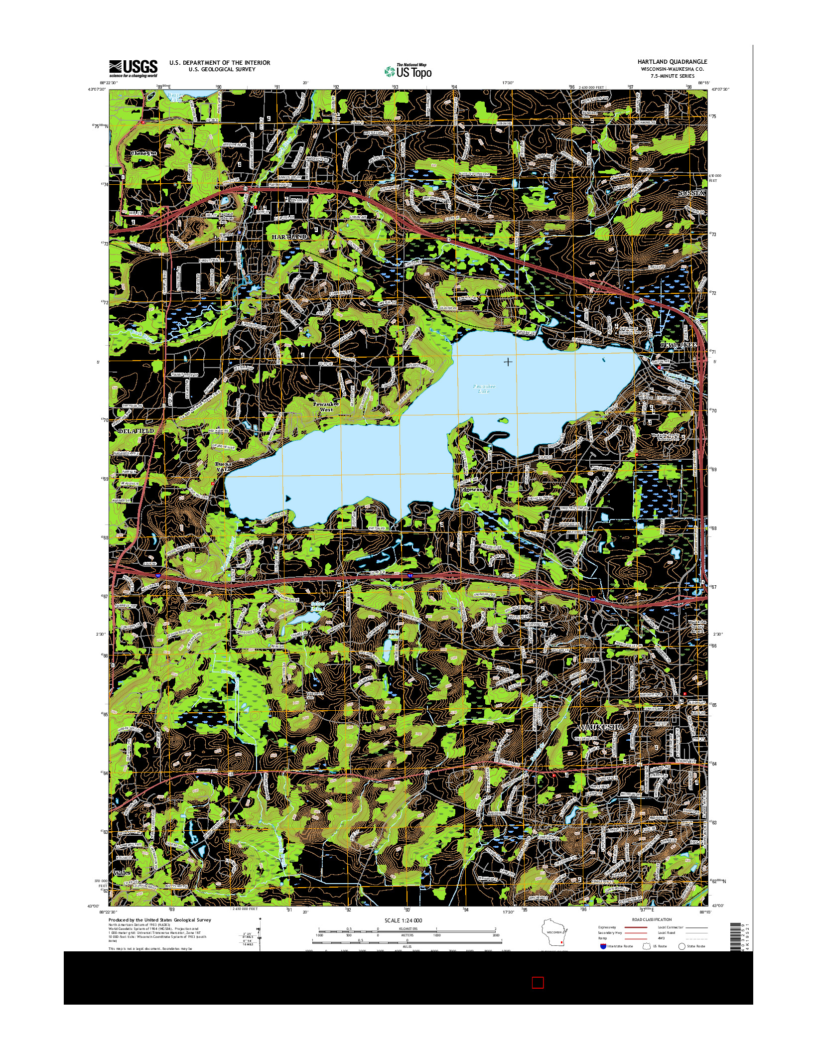 USGS US TOPO 7.5-MINUTE MAP FOR HARTLAND, WI 2015