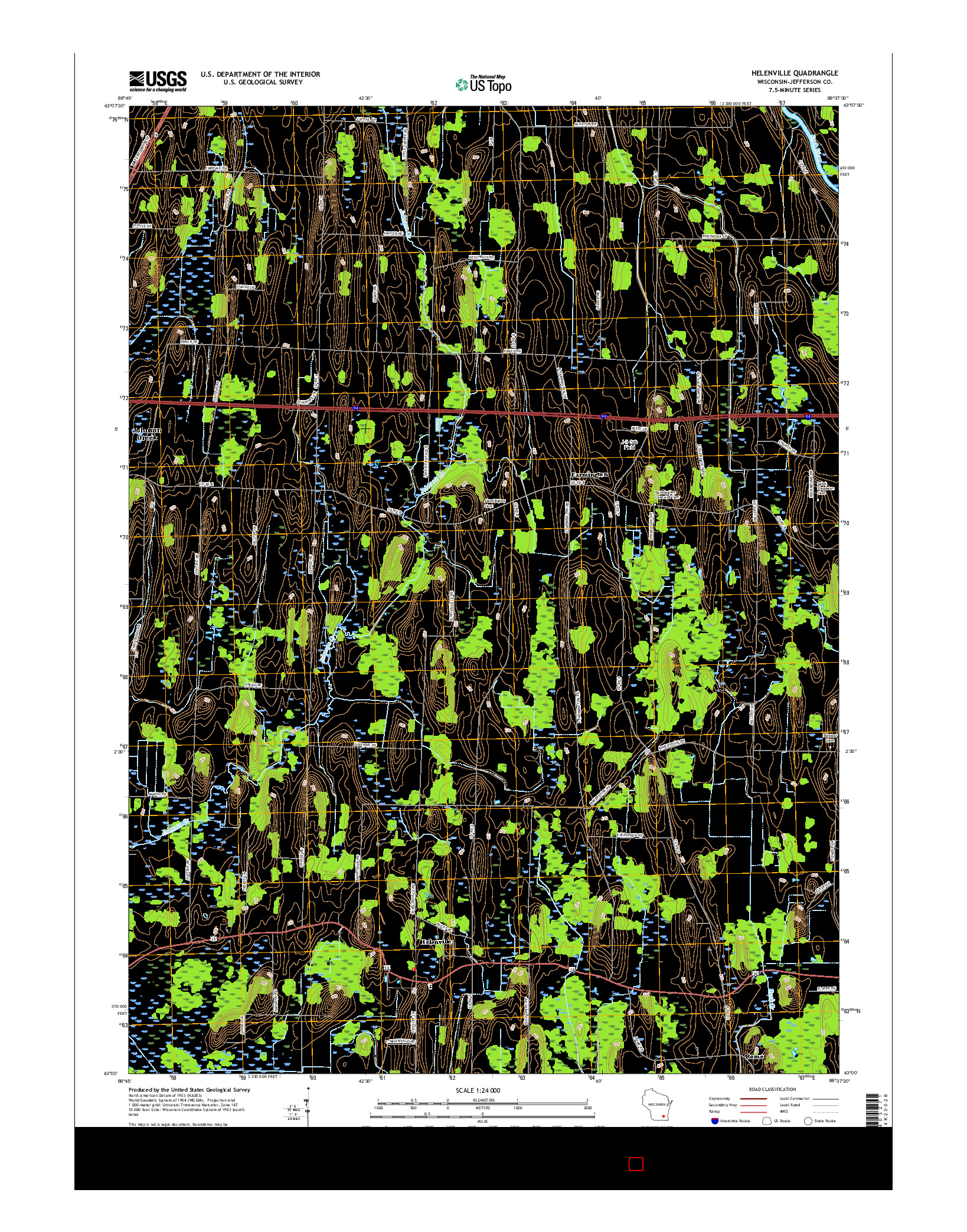 USGS US TOPO 7.5-MINUTE MAP FOR HELENVILLE, WI 2015