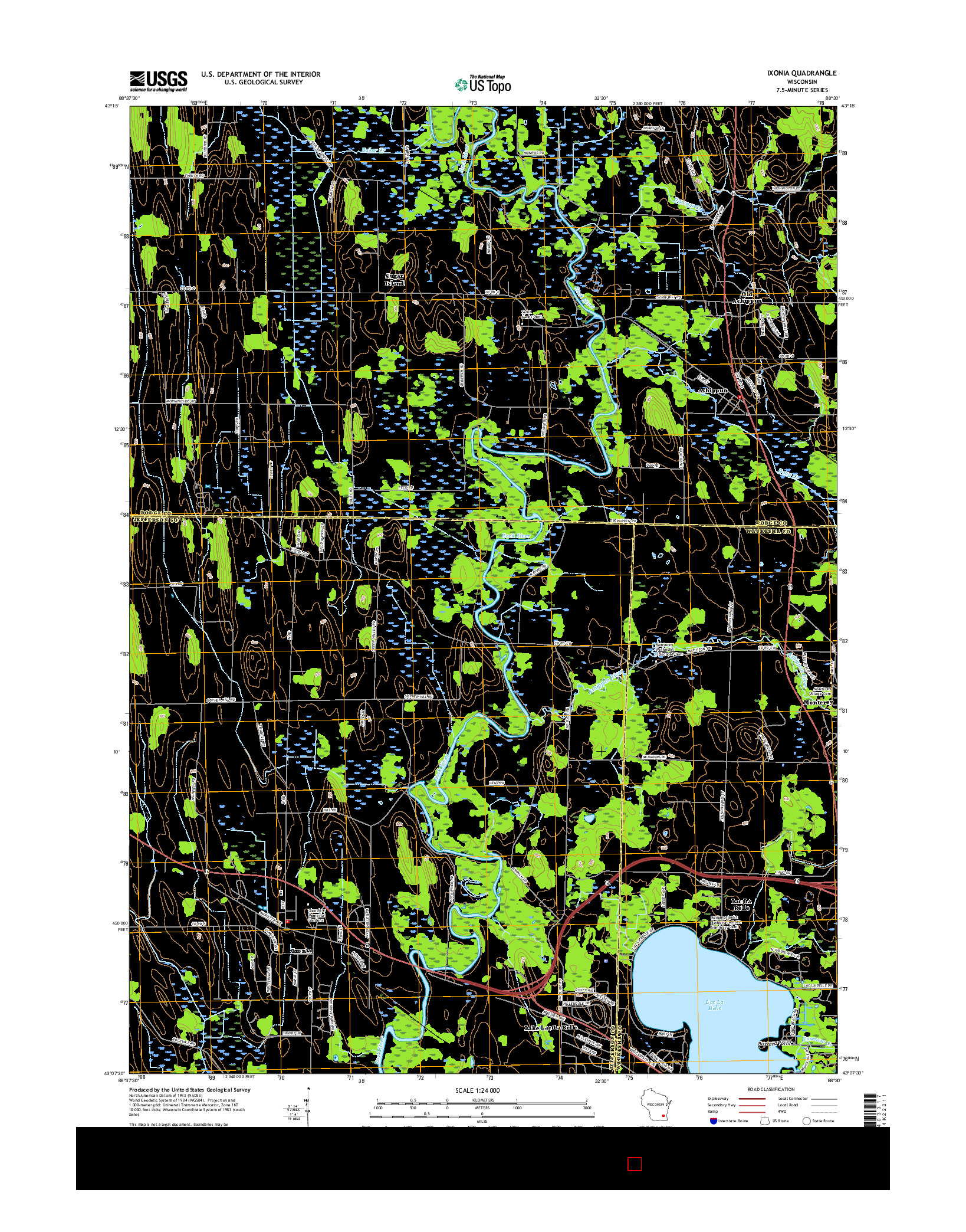 USGS US TOPO 7.5-MINUTE MAP FOR IXONIA, WI 2015