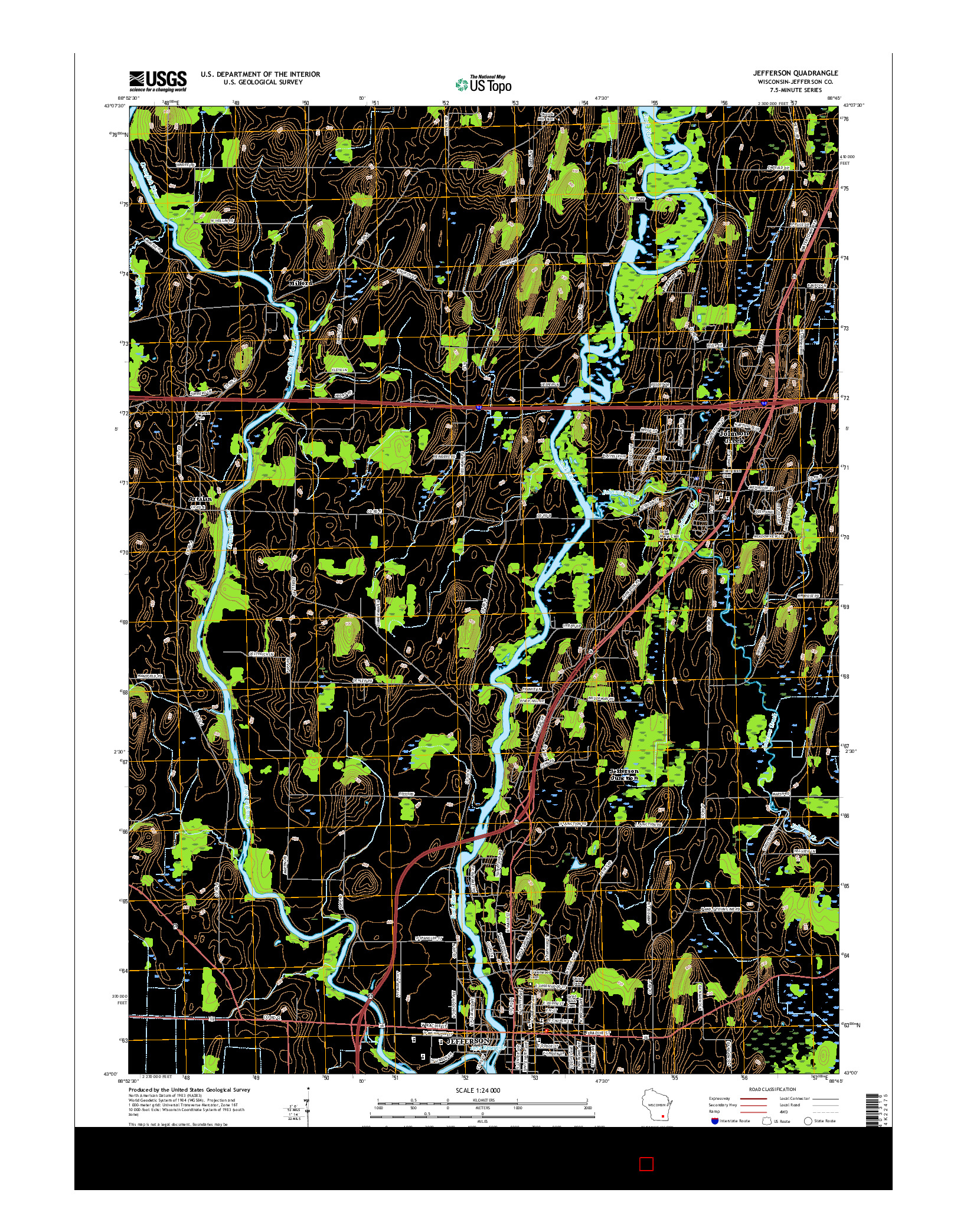 USGS US TOPO 7.5-MINUTE MAP FOR JEFFERSON, WI 2015